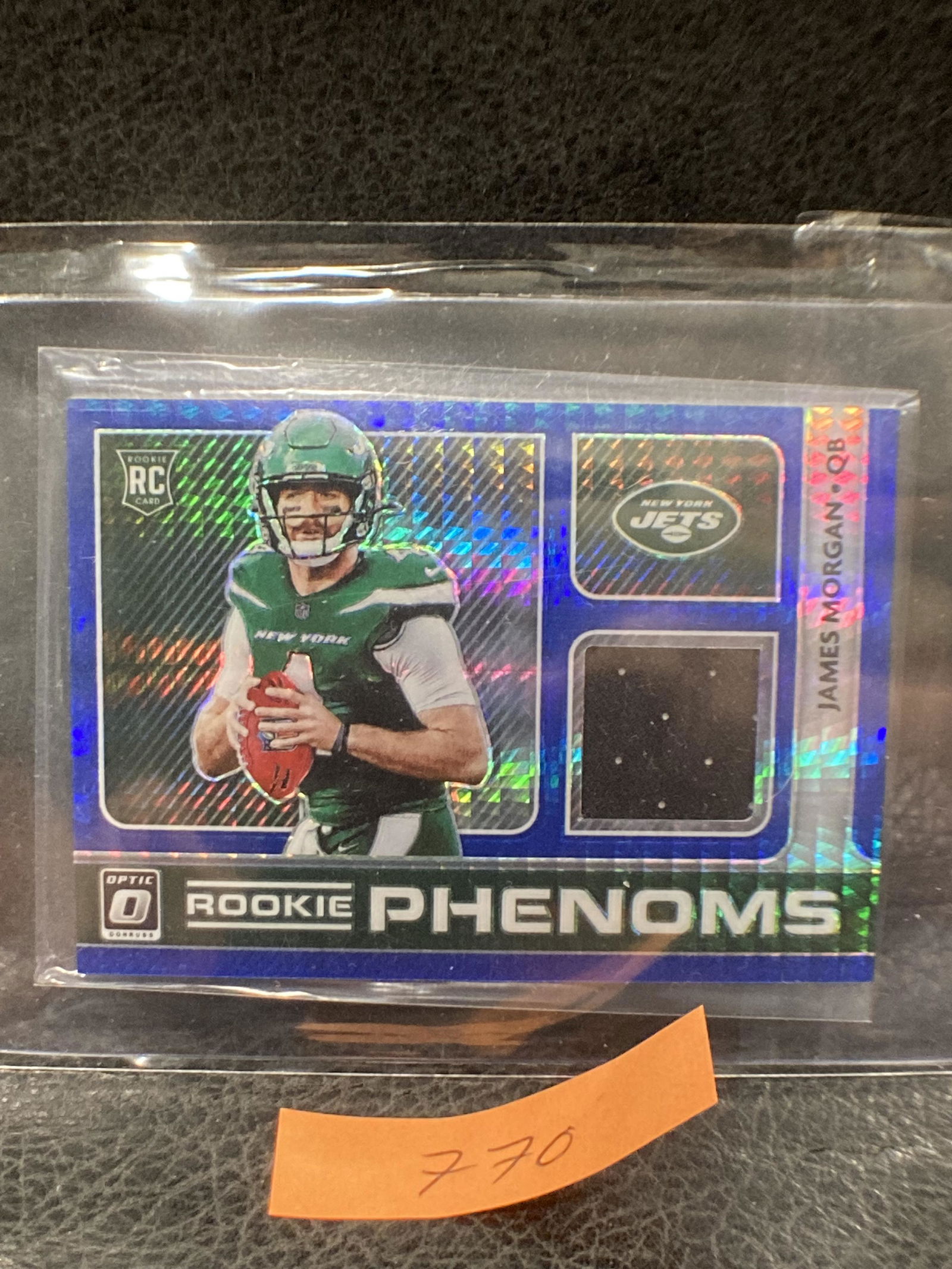 James Morgan Rc 2020 Donruss Optic Hyper Blue Prizms Phenom Jersey Football Card (1 of 2)