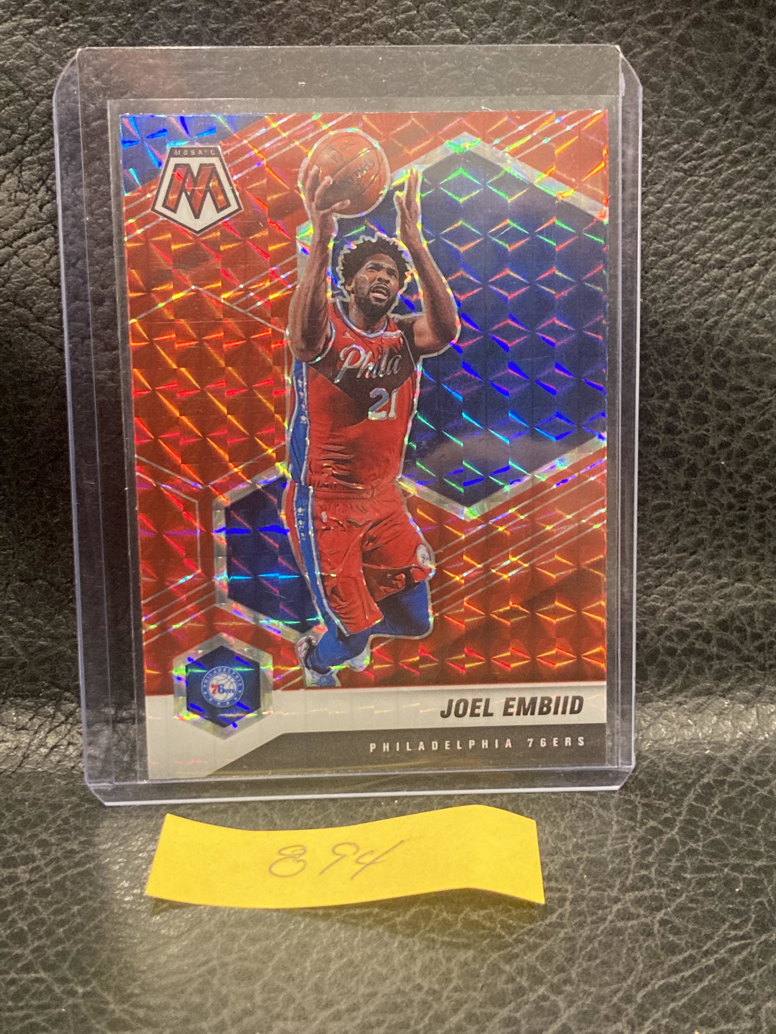 Joel Embiid 2020-21 Panini Mosaic Mosaic Red Prizm #164: Joel Embiid 2020-21 Panini Mosaic Mosaic Red Prizm #164