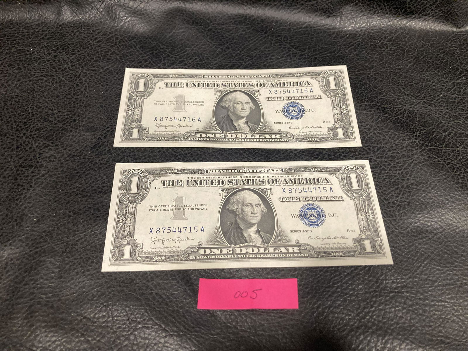 Lot Of 2 Consectutive Series 1957a Silver Certificate One Dollar Bill X87544715a X87544716a Blue: Lot Of 2 Consectutive Series 1957a Silver Certificate One Dollar Bill X87544715a X87544716a Blue Seal