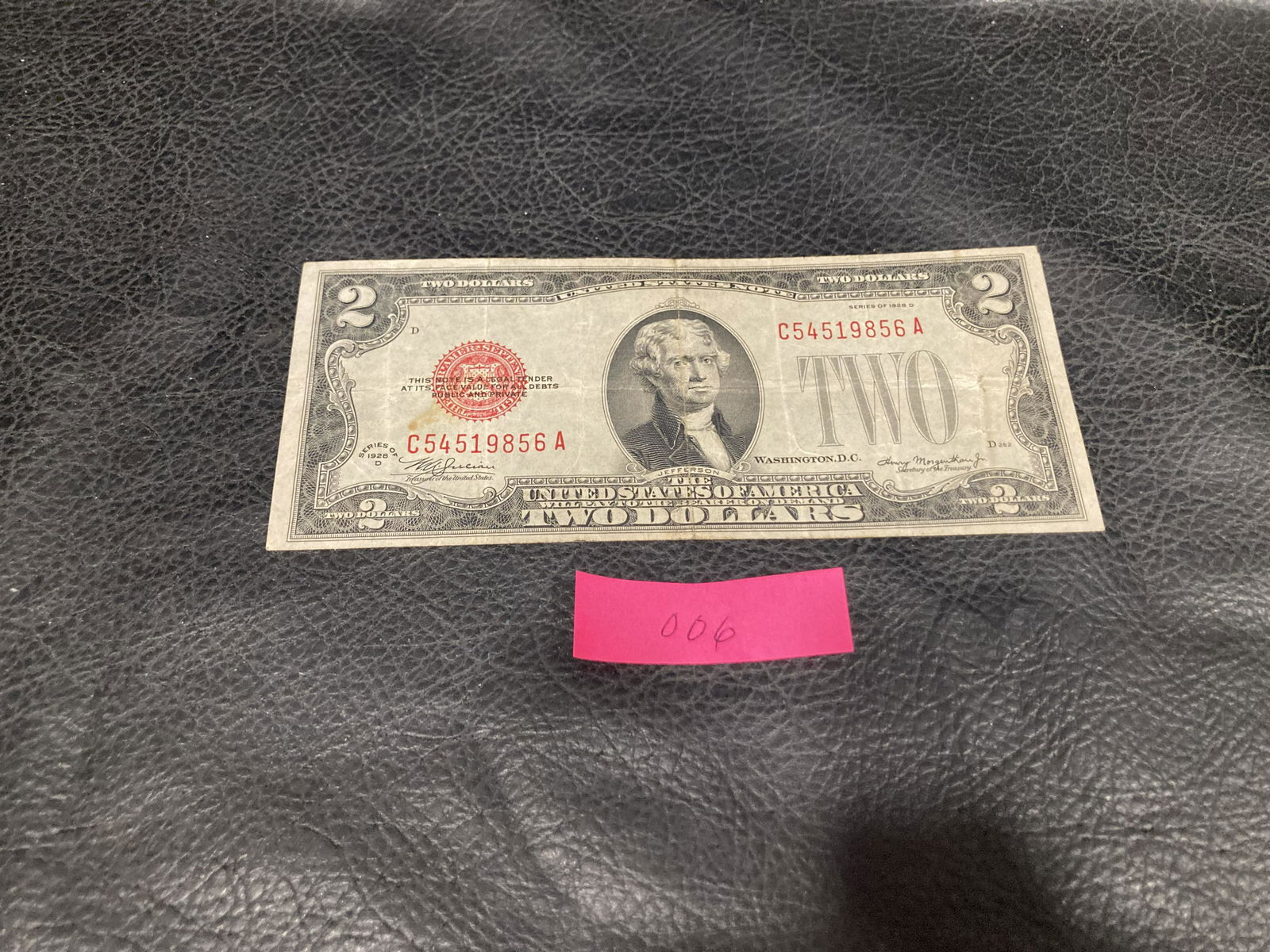 1928 2 Dollar Bill Red Seal C54519856a Good Condition: 1928 2 Dollar Bill Red Seal C54519856a Good Condition