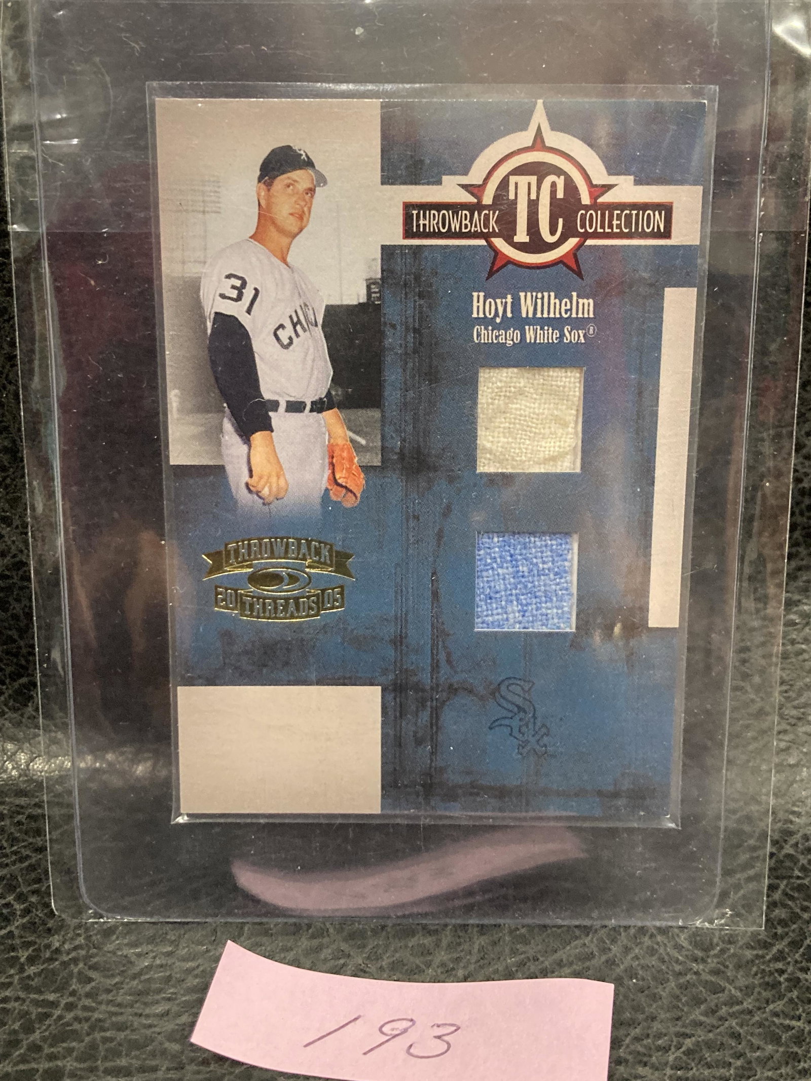Hoyt Wilhelm 2005 Donruss Throwback Threads Double Jersey Patch 100/100 White Sox Game Used: Hoyt Wilhelm 2005 Donruss Throwback Threads Double Jersey Patch 100/100 White Sox Game Used