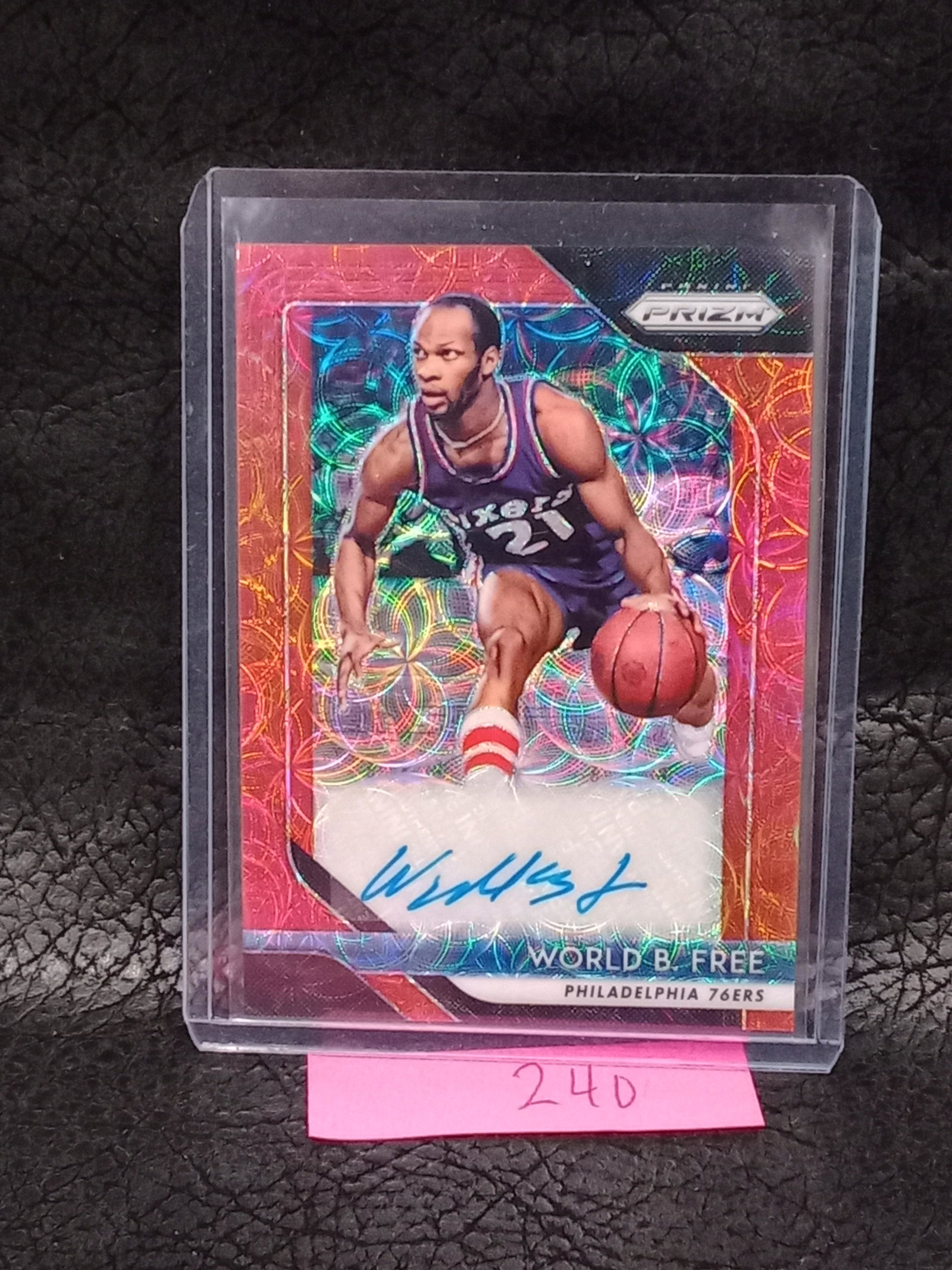 World B Free2018-19 Panini Prizm Certified Red Scope Auto Autograph Prizm Card #S-WBF: World B Free2018-19 Panini Prizm Certified Red Scope Auto Autograph Prizm Card #S-WBF