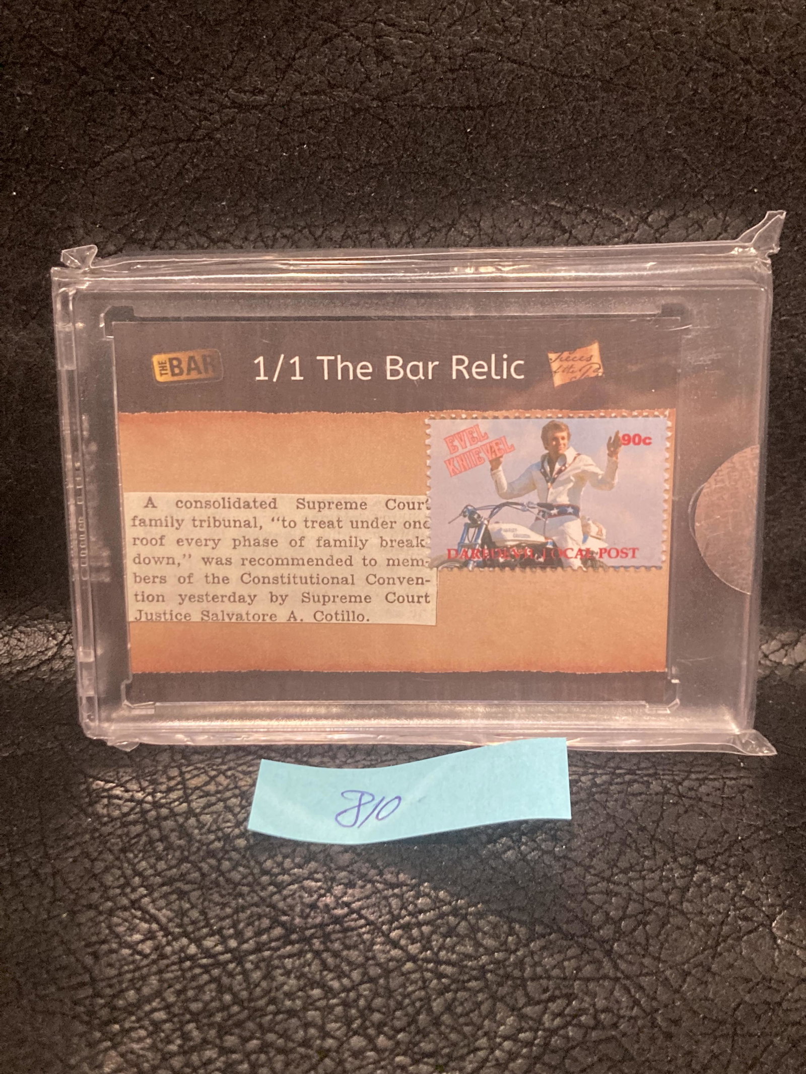 Evil Knievel 2019 Pieces Of The Past: 1/1 1938 Vintage Newspaper Stamp: Evil Knievel 2019 Pieces Of The Past: 1/1 1938 Vintage Newspaper Stamp