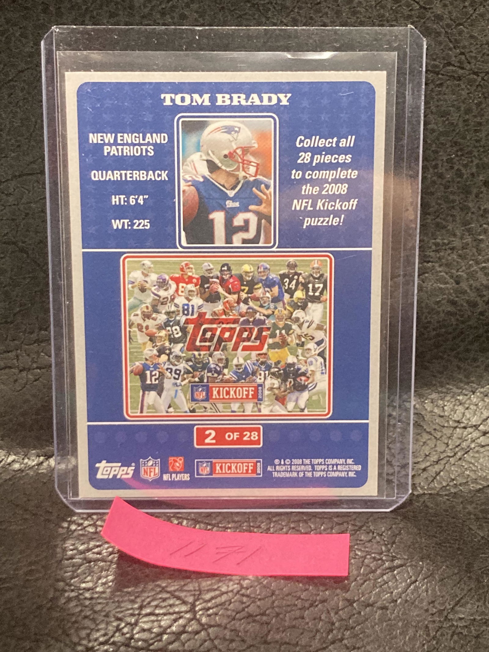 Tom Brady 2008 Topps Kickoff Puzzle Card #2 Of 28 (1 of 2)