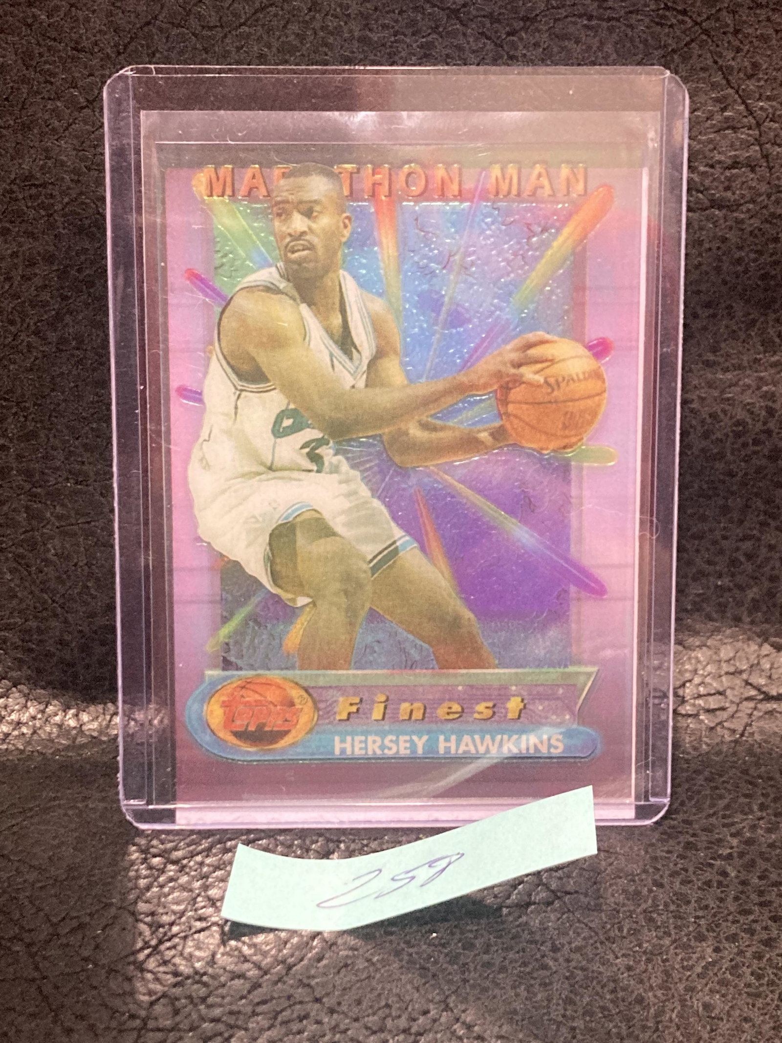 Hersey Hawkins 1994-95 Topps Finest Marathon Man Acetate Chase Insert #7 Hornets: Hersey Hawkins 1994-95 Topps Finest Marathon Man Acetate Chase Insert #7 Hornets