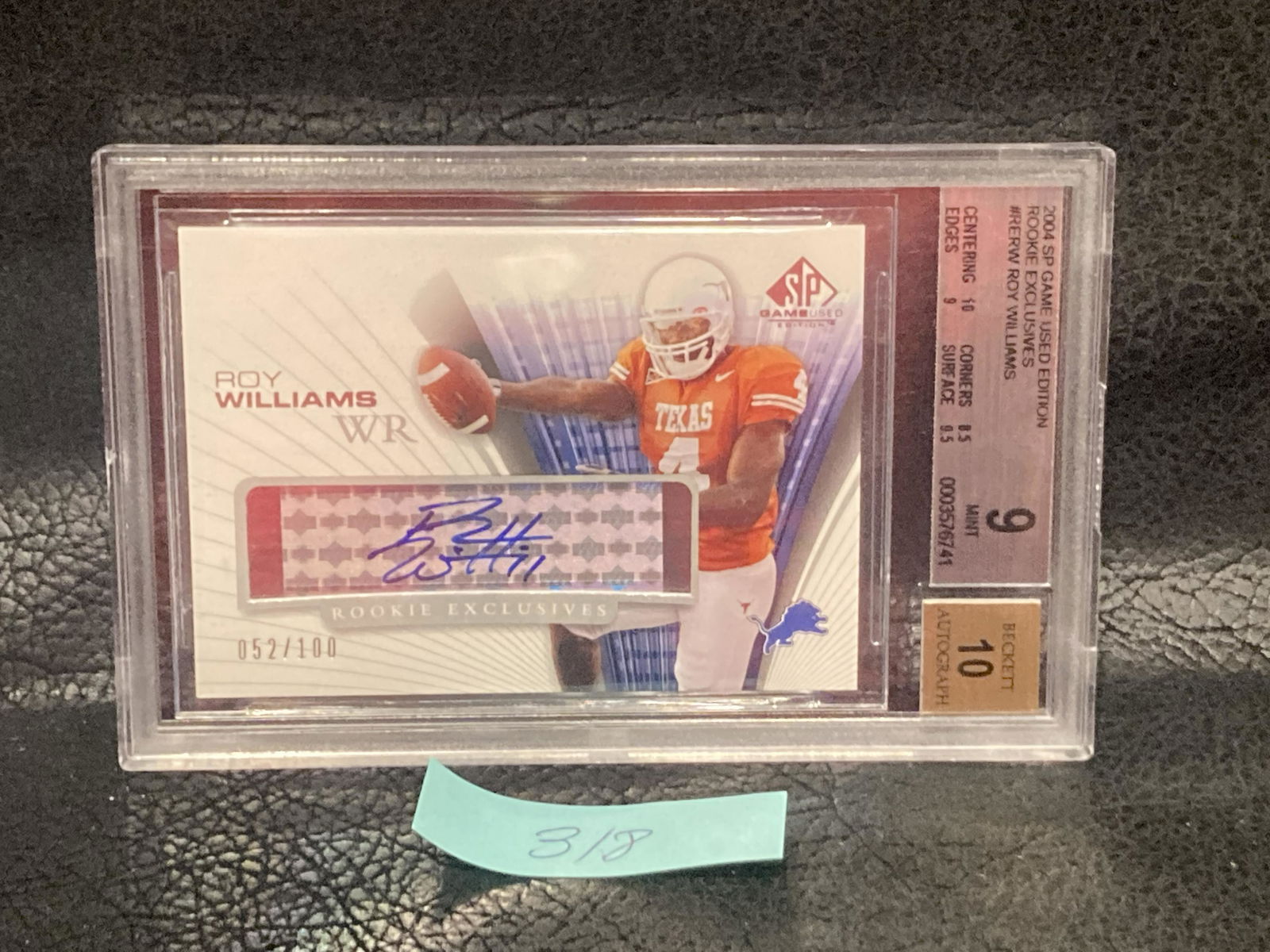 Roy Williams  2004 Sp Game Used Edition Rookie Bgs 9 / 10 Auto Exclusives Autographs Wr Auto/100 (1 of 2)