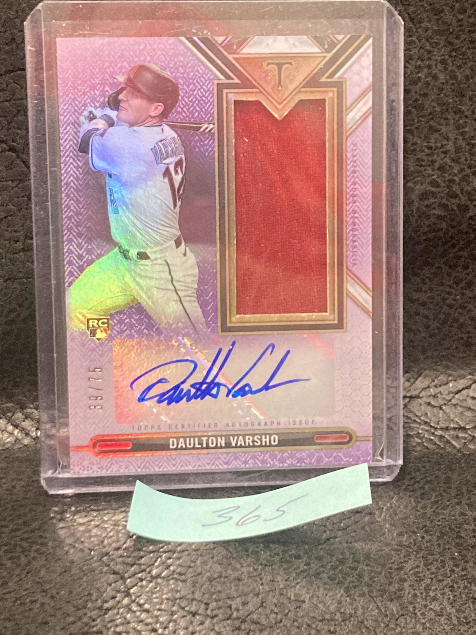 Daulton Varsho 2021 Topps Triple Threads Auto Jersey Relic Player #/75 Rc Diamondbacks (1 of 2)