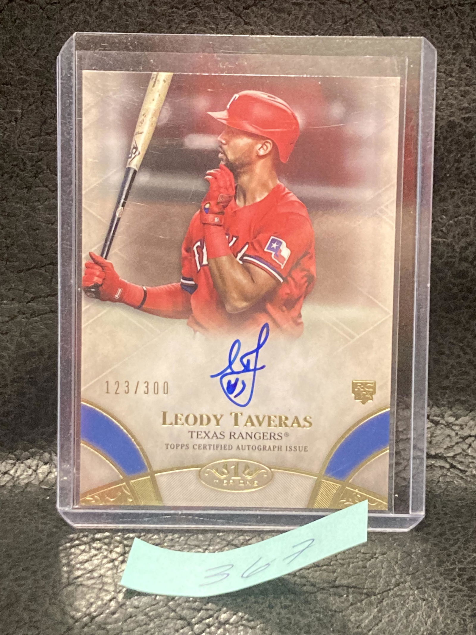 Leody Taveras 2021 Tier One Rookie On Card Auto #/300 Texas Rangers (1 of 2)