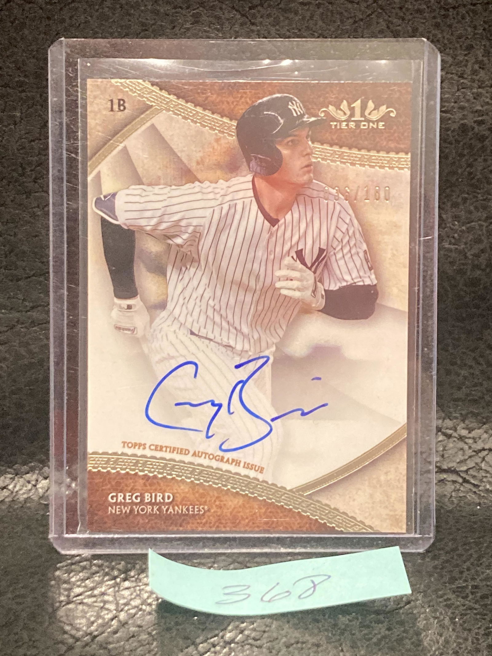 Greg Bird 2017 Topps Tier 1 Break Out Auto /180 #BOA-GB Auto Yankees (1 of 2)