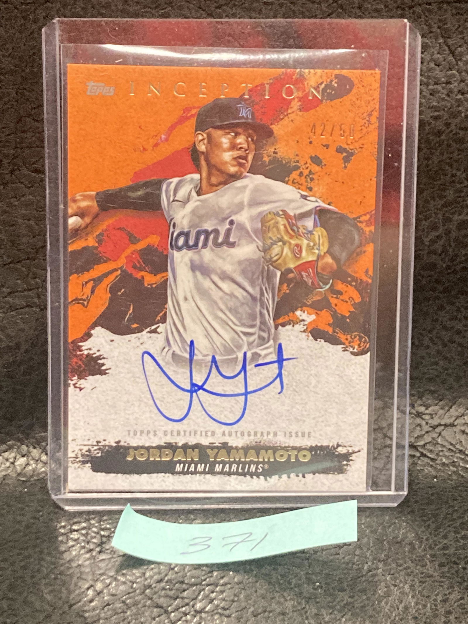 Jordan Yamamoto 2021 Inception Marlins Mets Orange Parallel Auto #RESA-JY /50 (1 of 2)