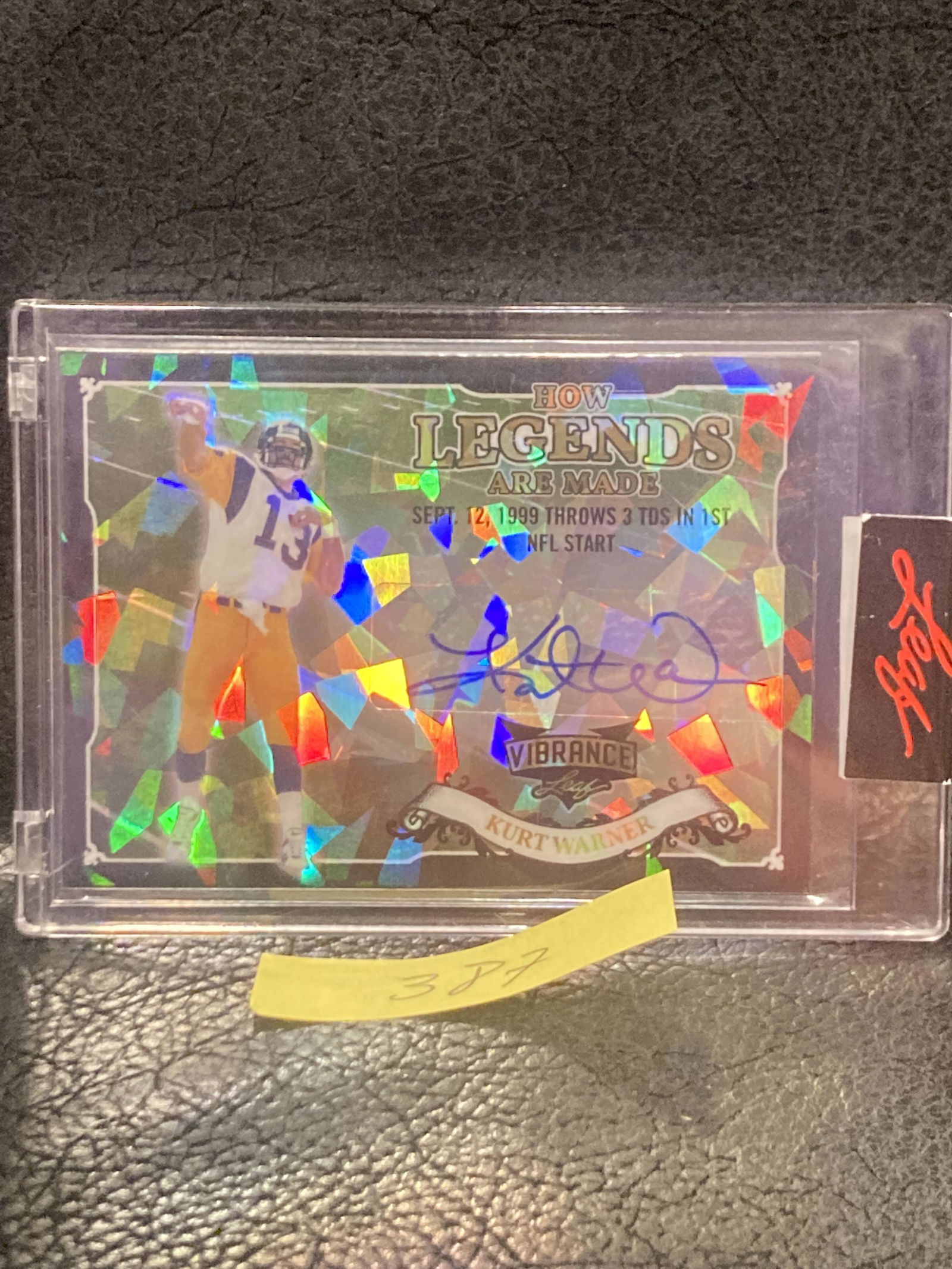 Kurt Warner   2022 Leaf Vibrance Legend Navy Blue 1/4 Crystal Auto Autograph #KW1 (1 of 6)