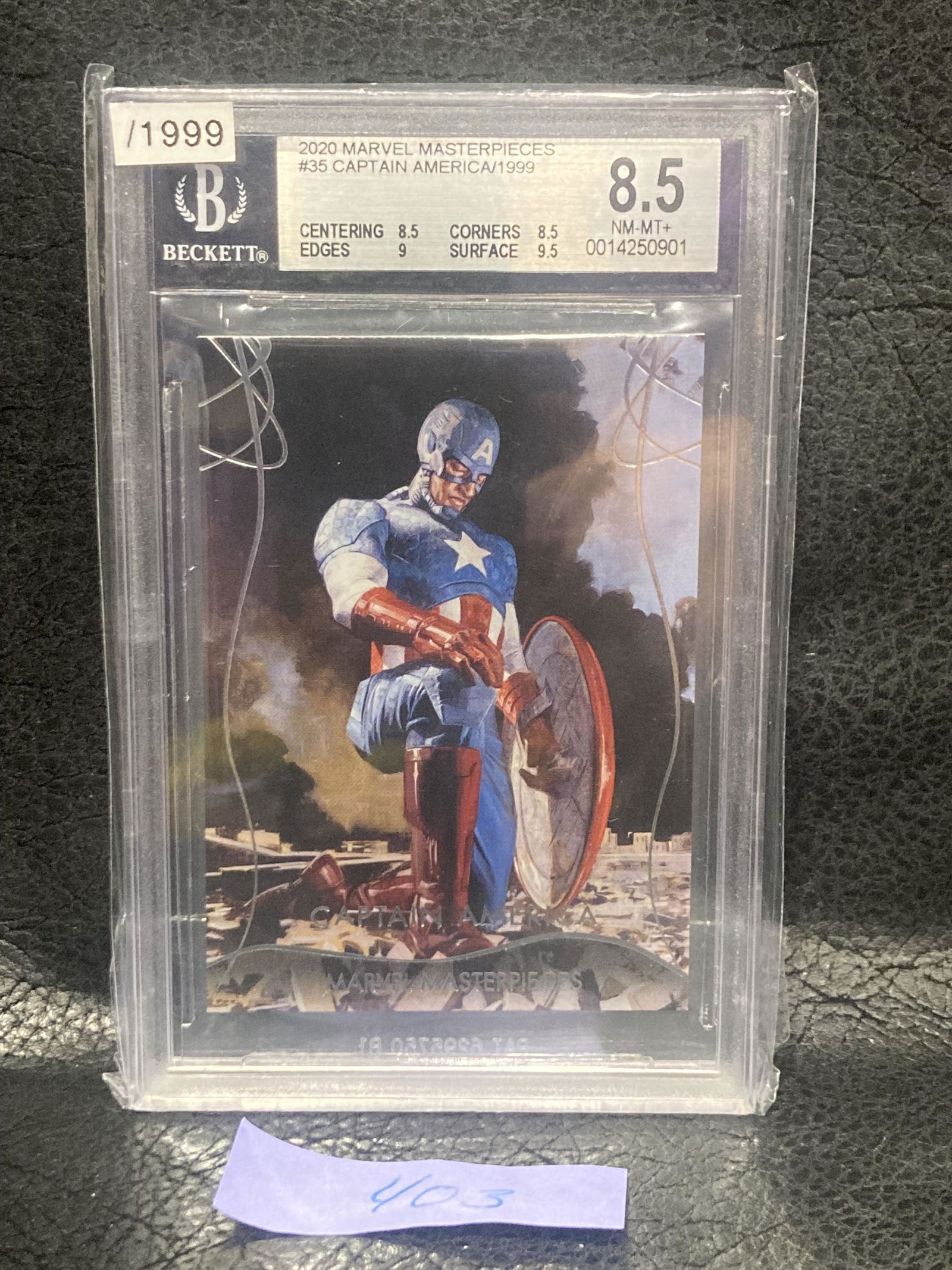 Captain America 2020 Ud Marvel Masterpieces Base #972 0444/1999 Bgs 8.5 (1 of 2)