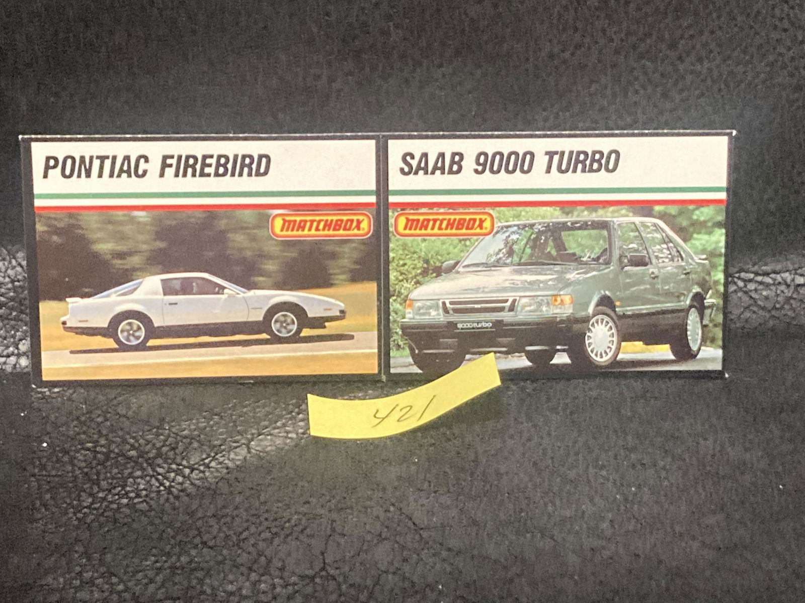 1989 Matchbox Collector Cards Saab 9000 Turbo Pontiac Firebird: 1989 Matchbox Collector Cards Saab 9000 Turbo Pontiac Firebird