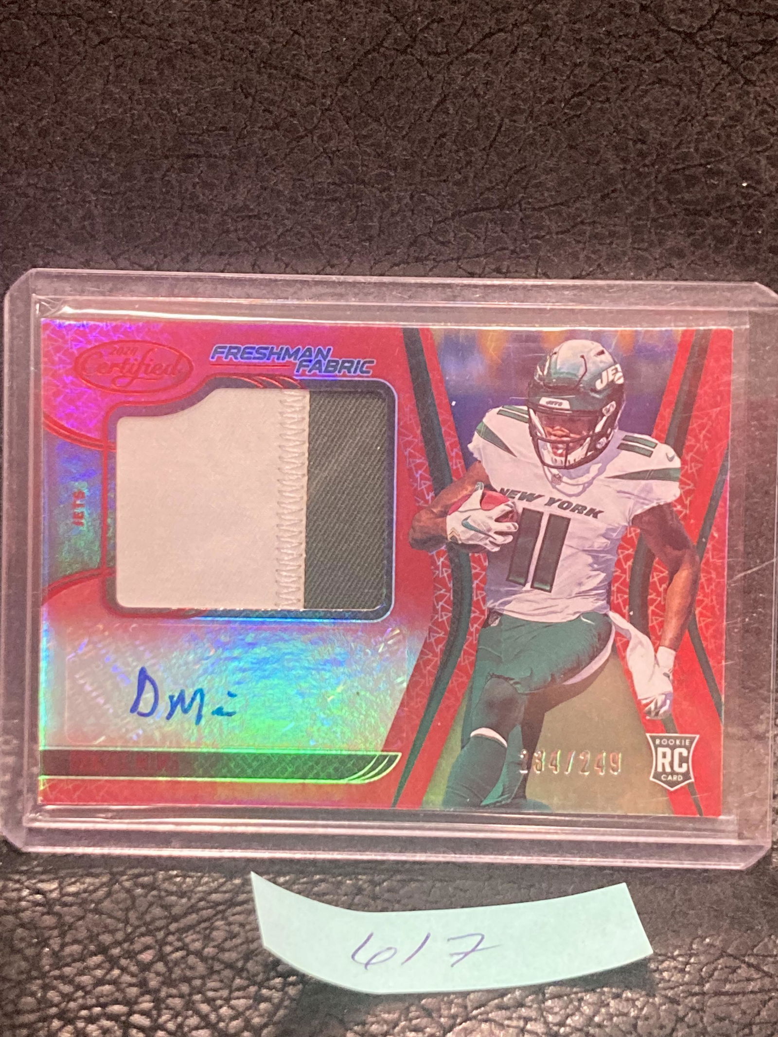 Denzel Mims 2020 Panini Certified Freshman Fabrics Rc Patch Auto Red #/249 Jets (1 of 2)