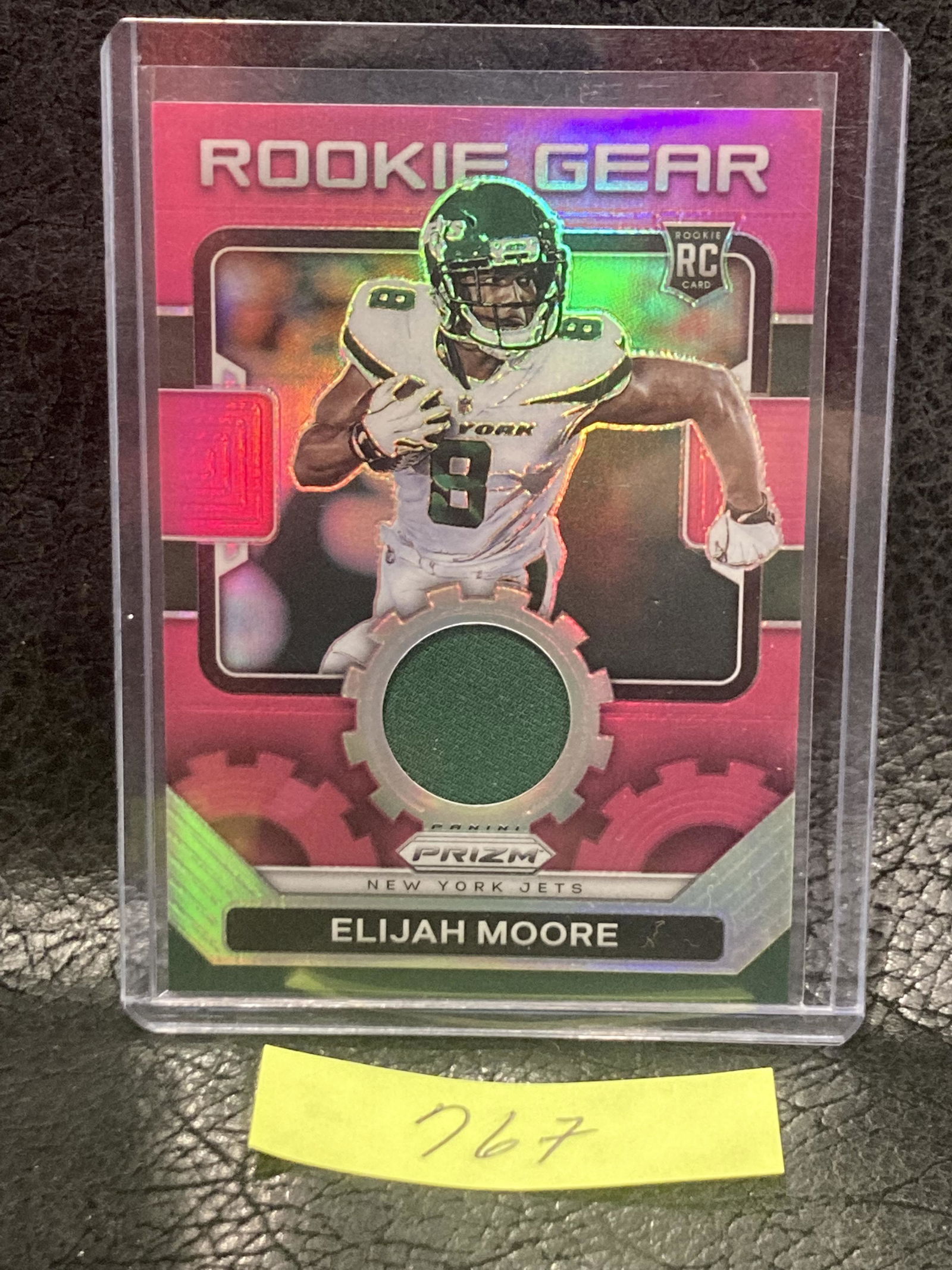 Elijah Moore 2021 Prizm Pink Prizm Rookie Gear Jersey Patch Rc #RG-16 Jets (1 of 2)
