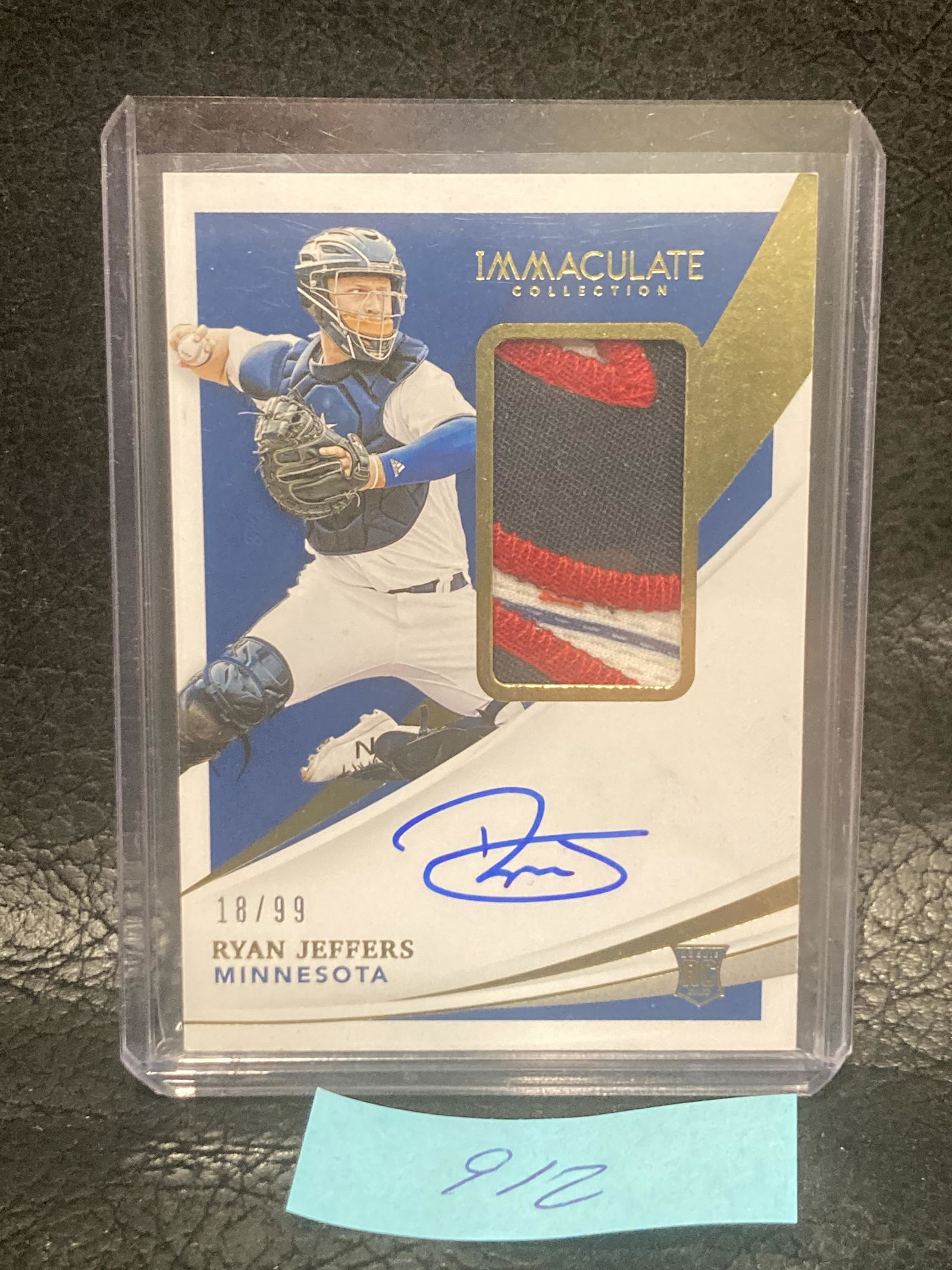 Ryan Jeffers 2021 Panini Immaculate Rookie Patch On-Card Auto #/99 Twins (1 of 2)