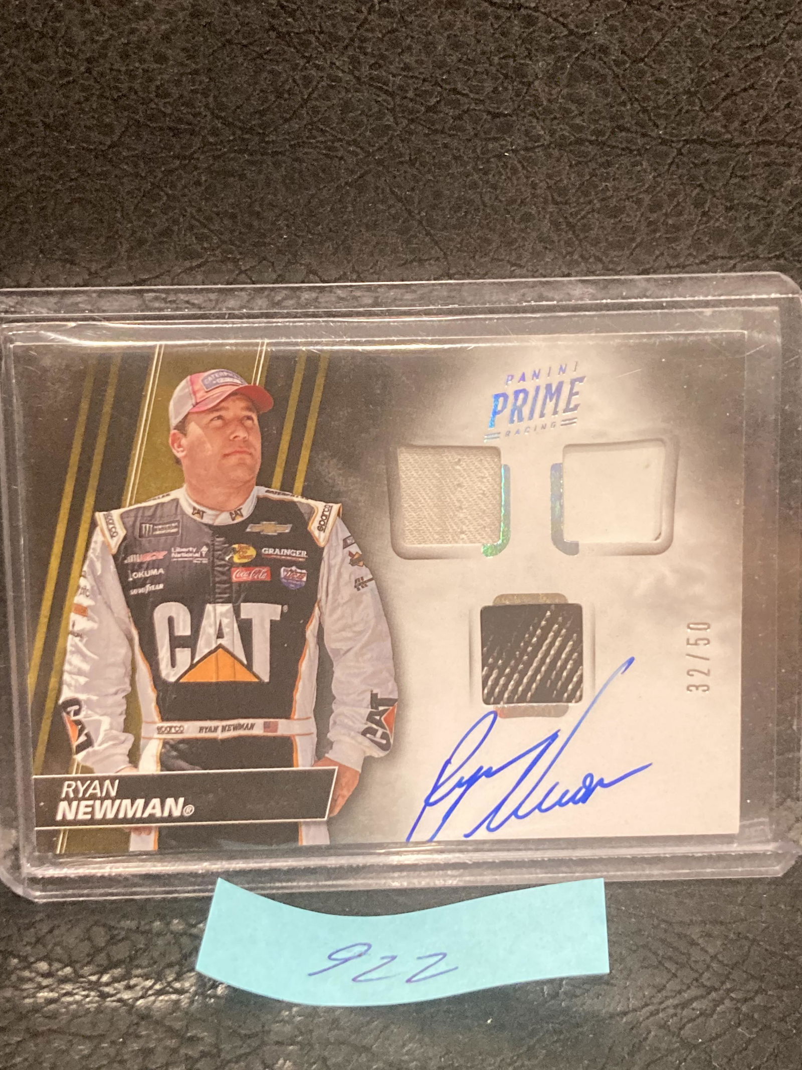 Ryan Newman 2018 Panini Prime 3color Triple Racing Patch Autograph #/50 Cat Racing (1 of 2)