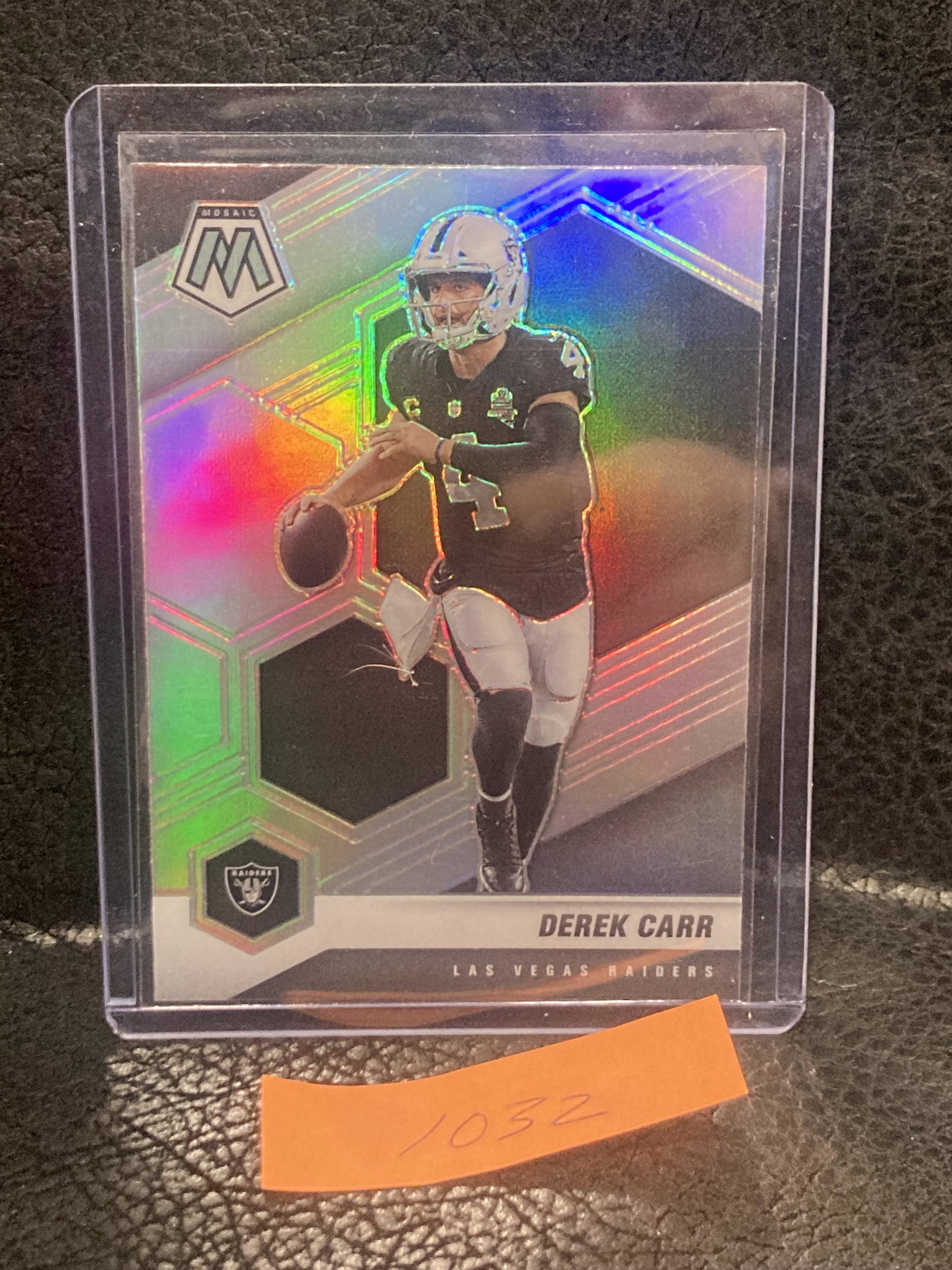 Derek Carr 2021 Mosaic Football Las Vegas Raiders Silver Prizm #104: Derek Carr 2021 Mosaic Football Las Vegas Raiders Silver Prizm #104