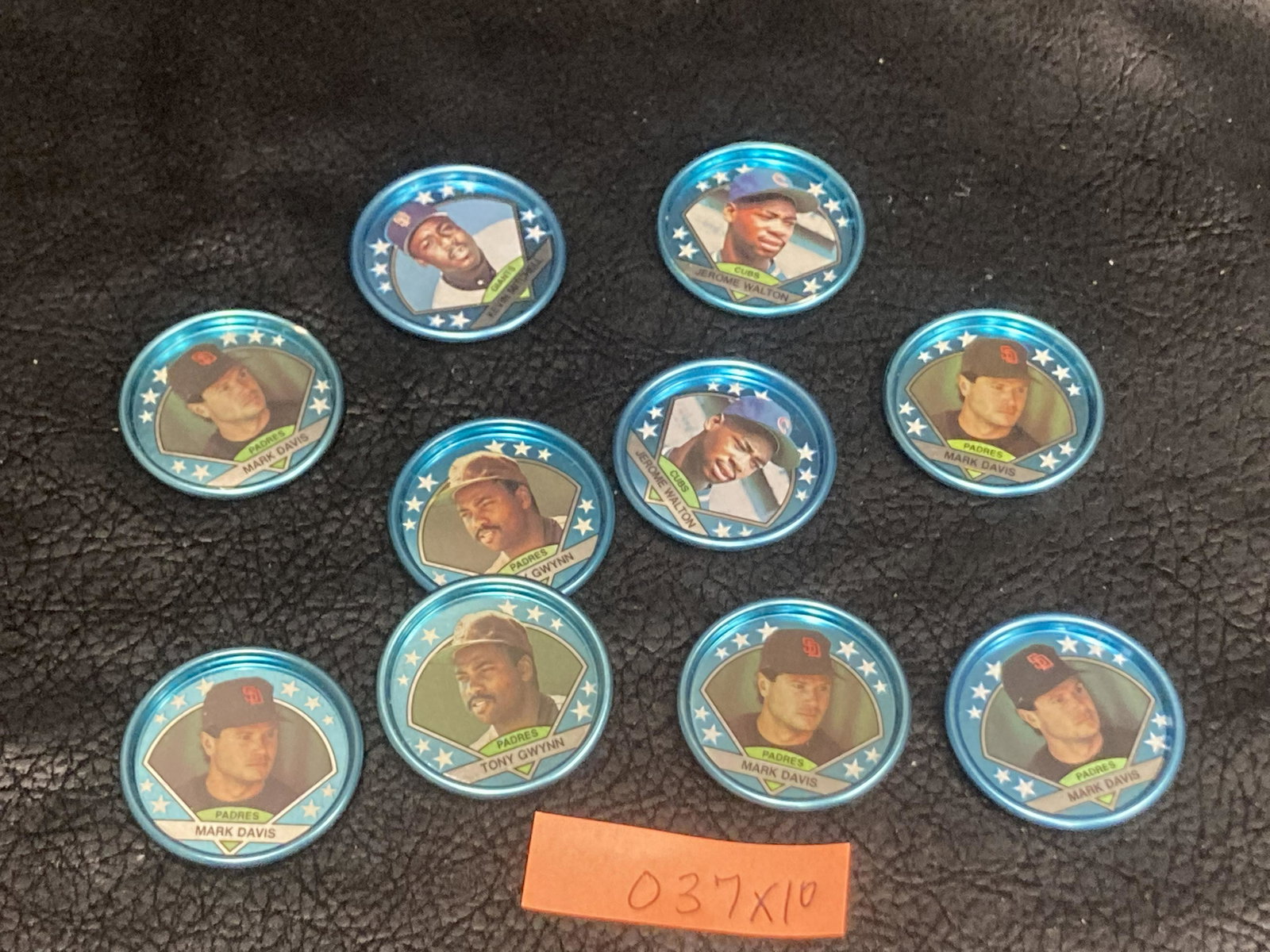 x 10 Topps 1990 Baseball Player Caps Metal Rounds Milk Bottle Coin Pog (1 of 3)