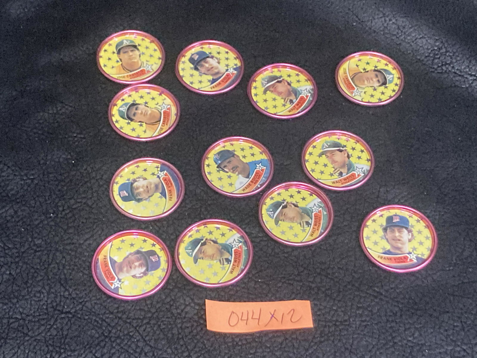 x 12 Topps 1990 Baseball Player Caps Metal Rounds Milk Bottle Coin Pog (1 of 3)