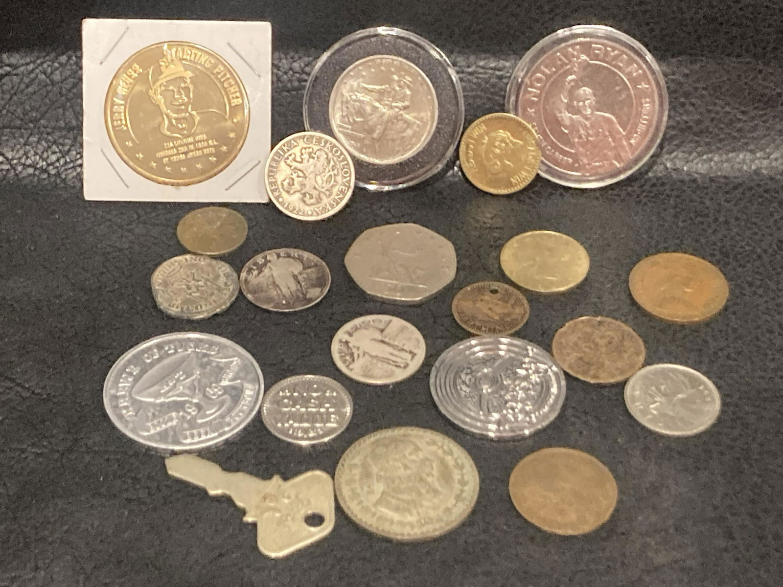JUNK DRAWER LOT OF COINS 90% Silver Tokens Lot of 20 w/ Old Ford key (1 of 20)
