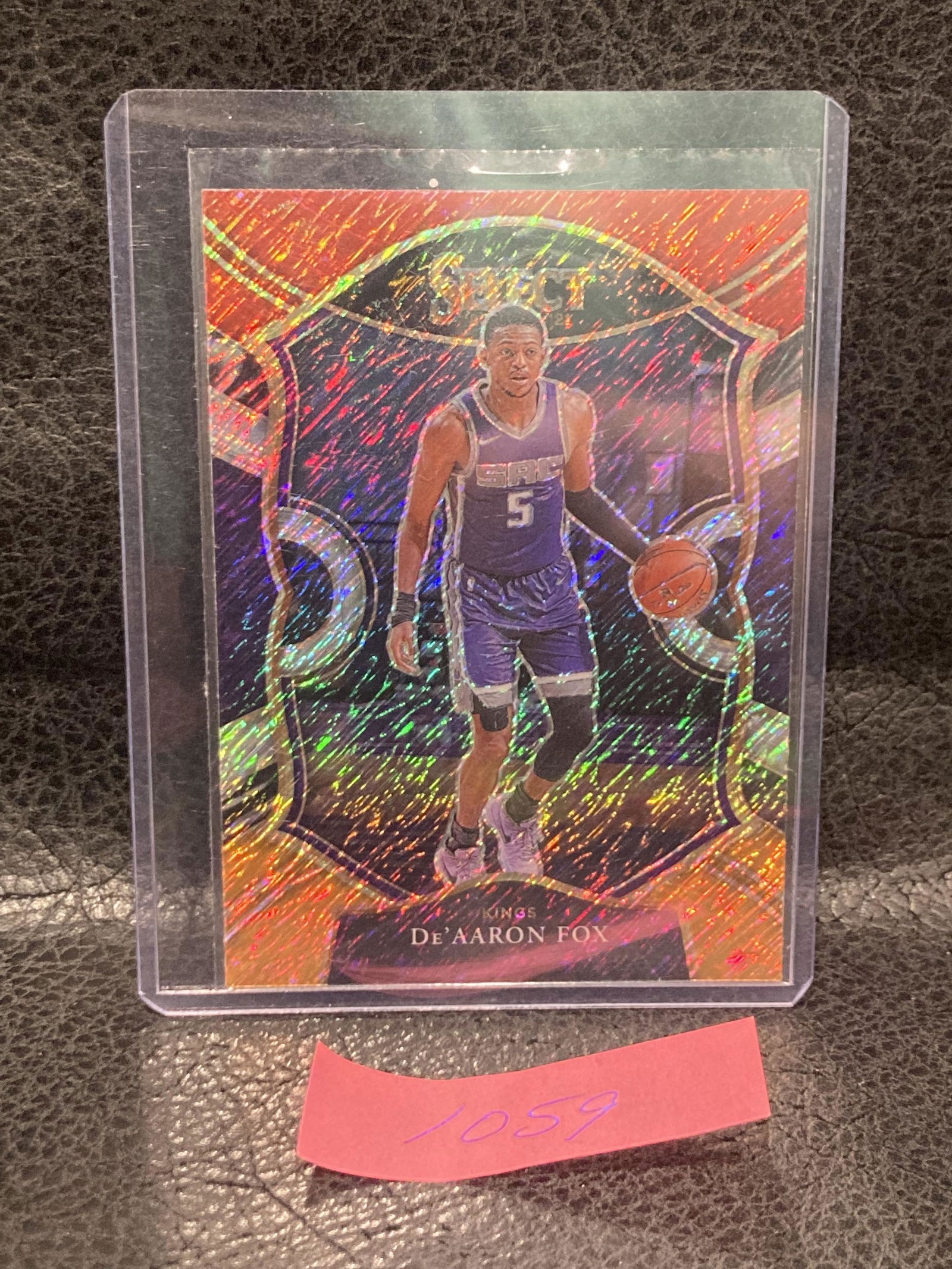 Deaaron Fox 2020-21 Panini Select Red Orange Shimmer #32 Concourse Kings (1 of 2)
