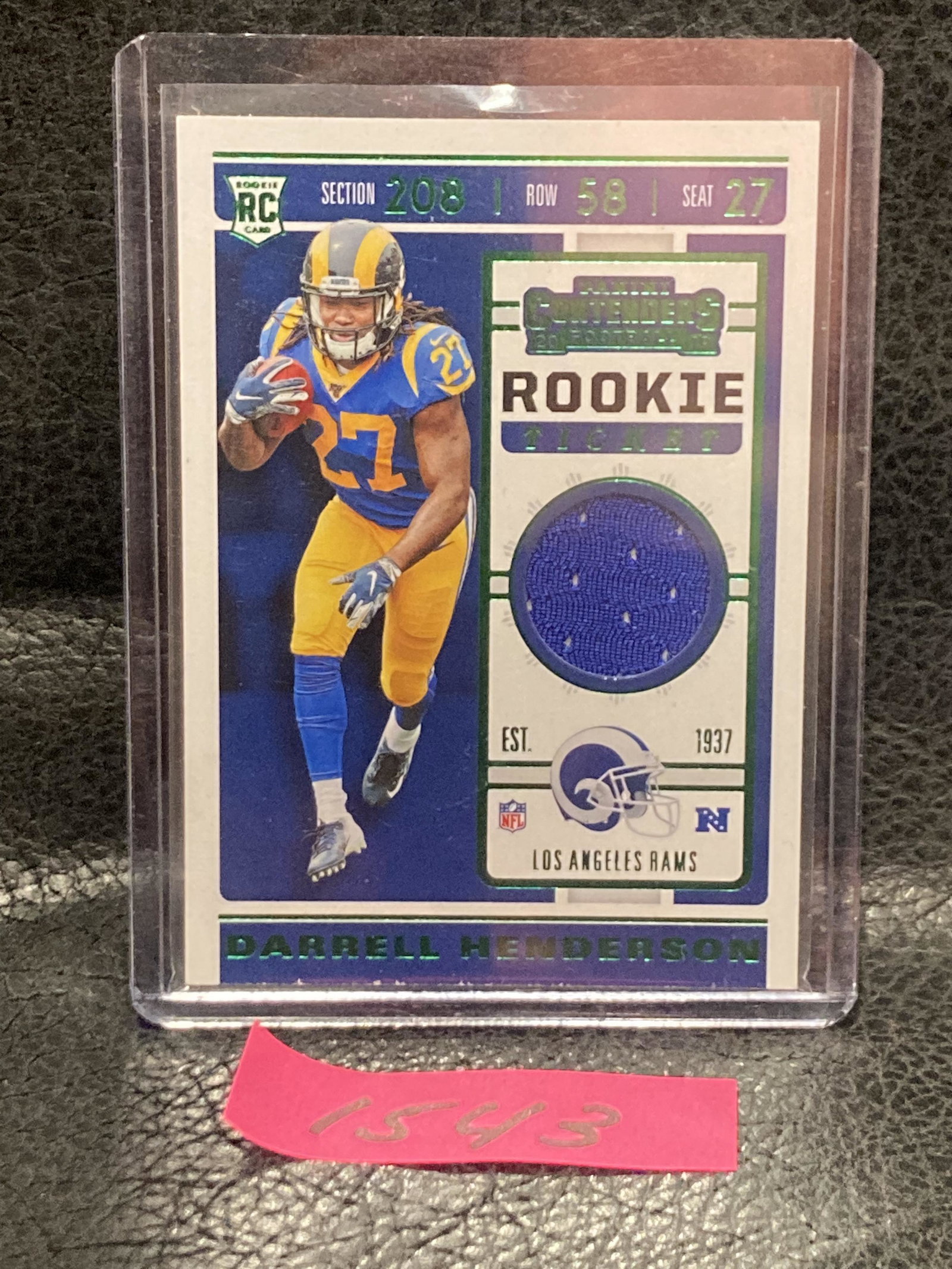 Darrell Henderson 2019 Contenders Green Foil Rookie Ticket Patch Los Angeles Rams #RTSV-25 (1 of 2)