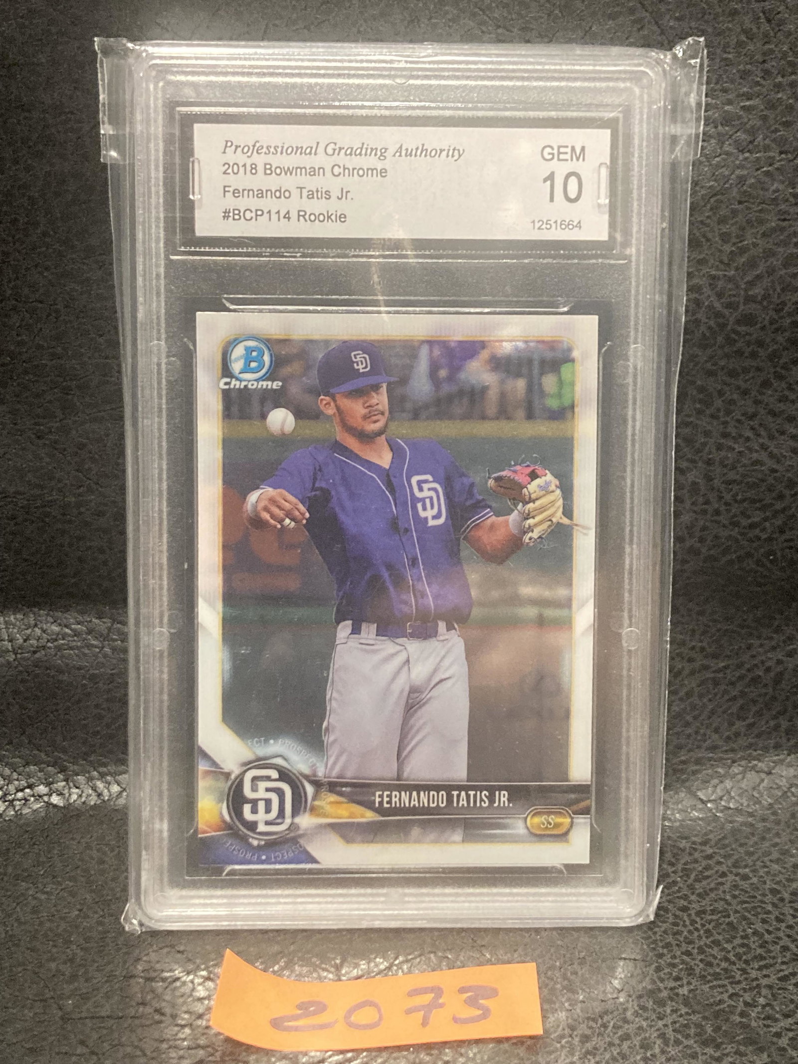 Fernando Tatis Jr. 2018 Bowman Chrome Rookie Professional Grading Authority 10 San Diego Padres (1 of 2)