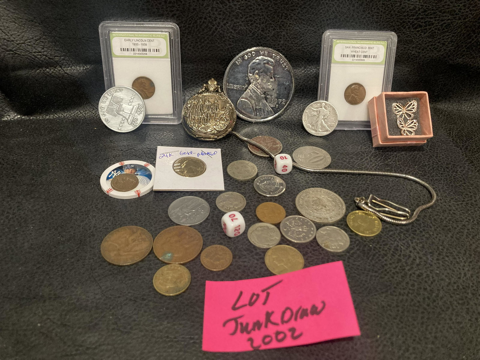 Vintage Junk Drawer Lot Packet Watch Silver Half Dollar Coins Foreign American Key Liberty Medallion (1 of 6)