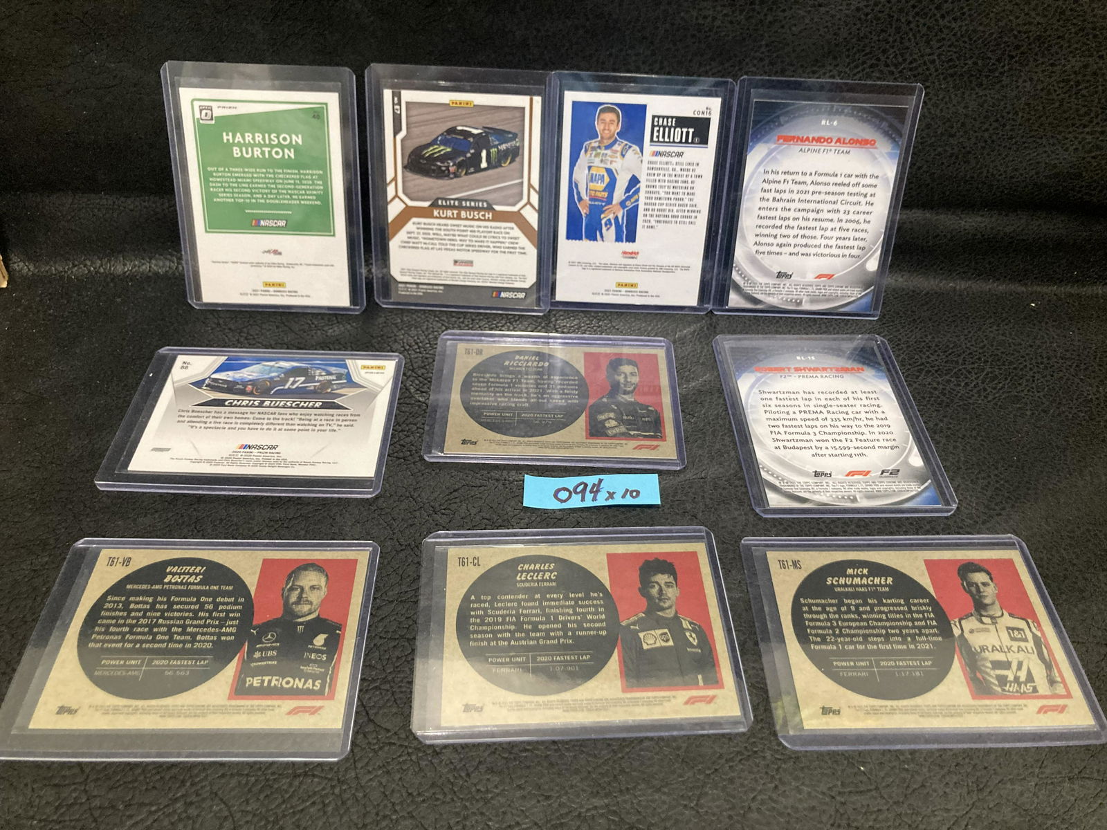 Lot of 10 Nascar & F1 Formula 1 Trading Cards (1 of 2)