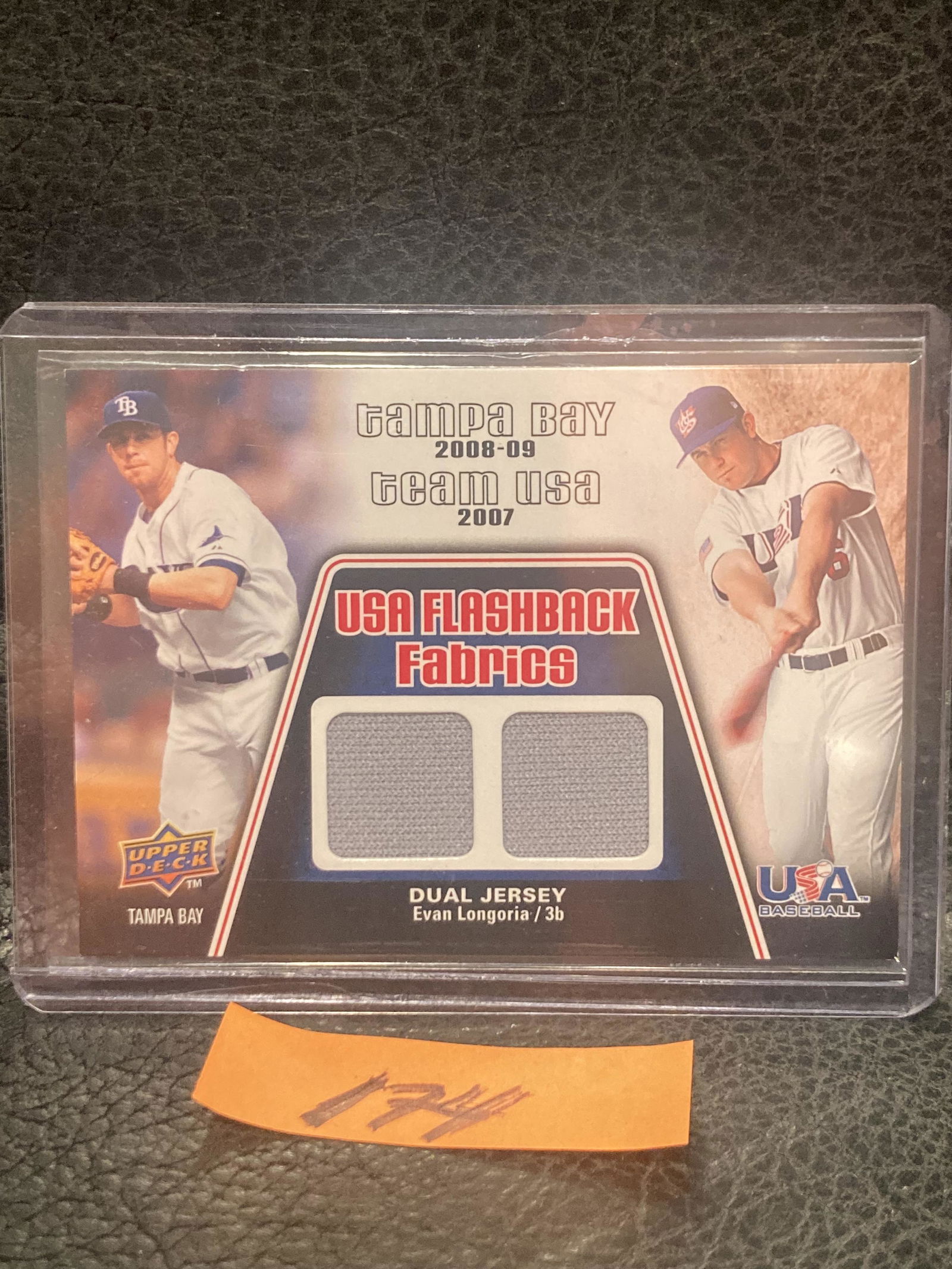 Evan Longoria 2009 Upper Deck USA Flashback Fabrics dual jersey card Rays (1 of 2)