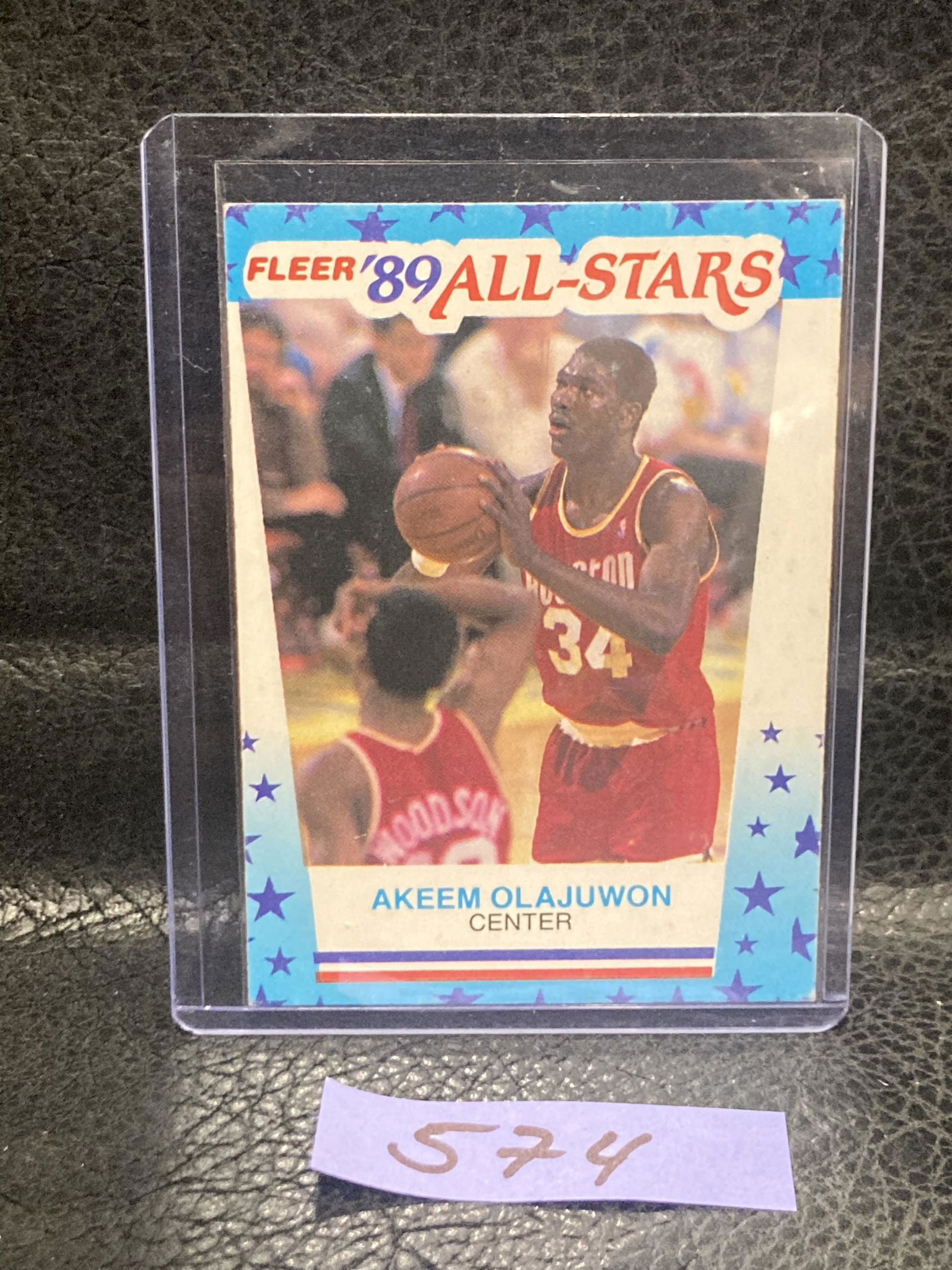 Akeem Olajuwon 1989-90 Fleer Stickers #2  Houston Rockets (1 of 2)