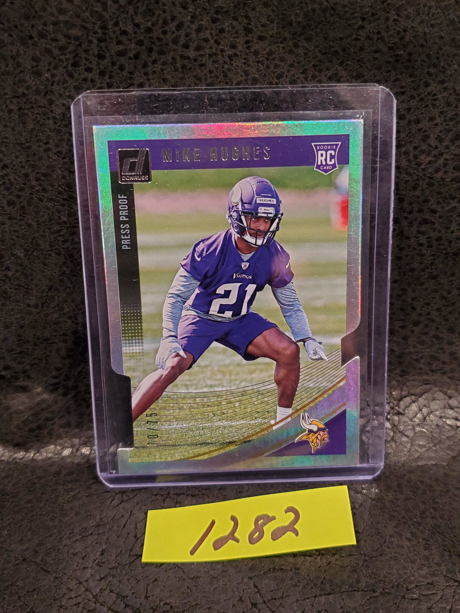Mike Hughes 2018 Donruss Press Proof Refractor Die Cut Rookie #/75 Minnesota Vikings #364 (1 of 2)