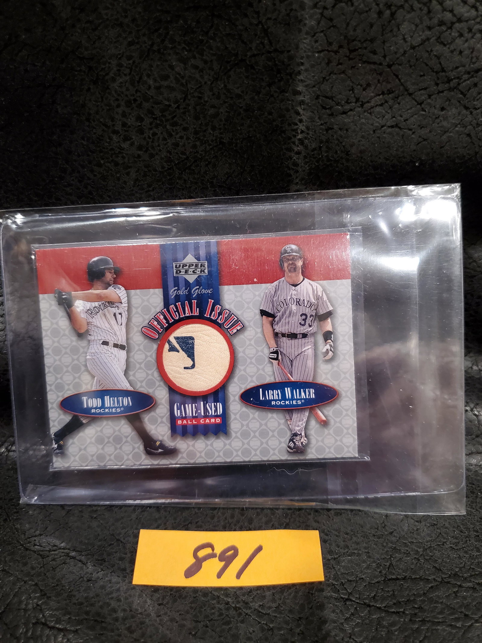 Todd Helton Larry Walker 2001 Upper Deck Gold Glove Ball Card Colorado Rockies #OI-HW (1 of 2)