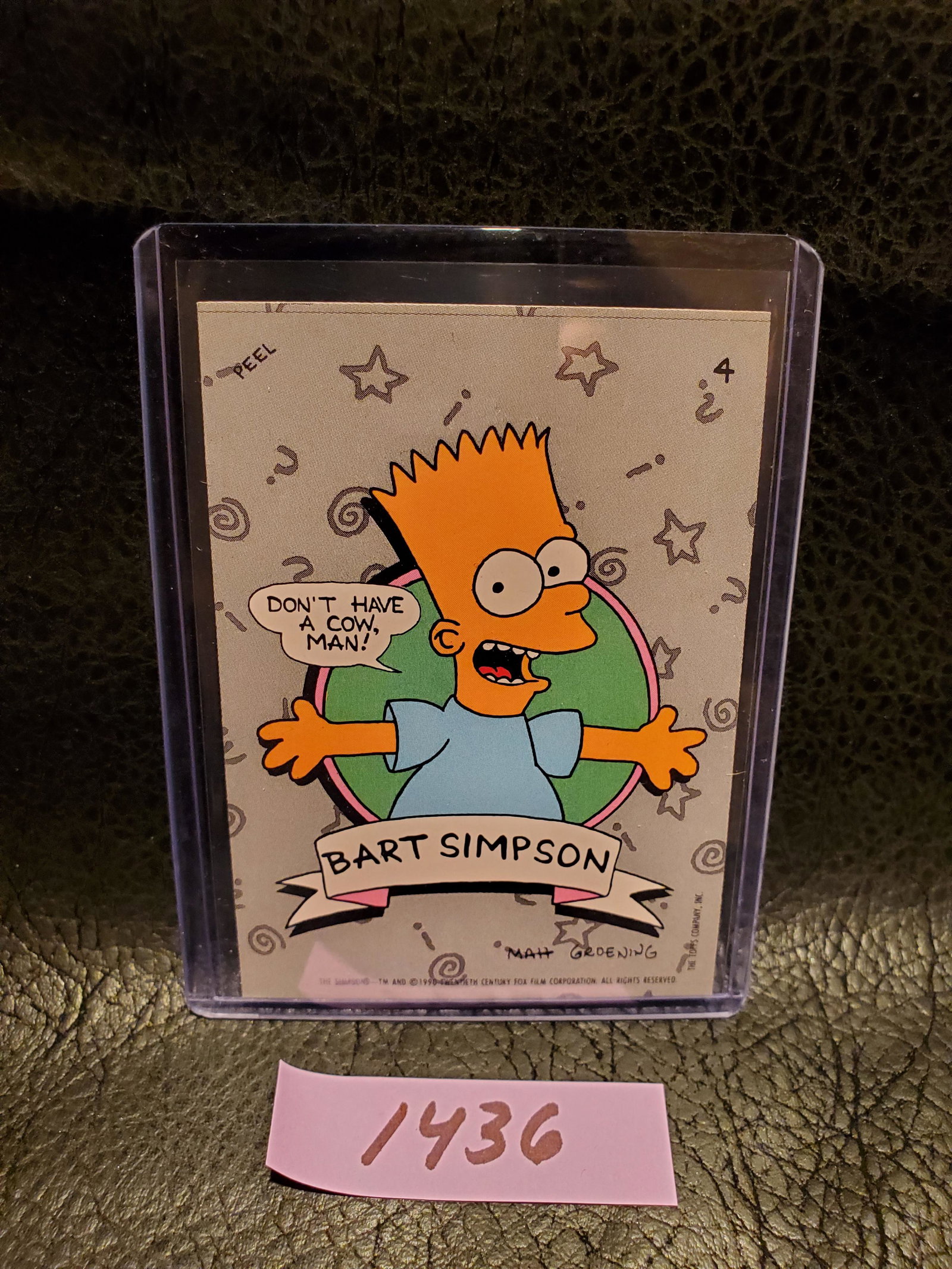 Bart Simpson Don't Have A Cow, Man! 1990 Topps The Simpsons Sticker #4: Bart Simpson Don't Have A Cow, Man! 1990 Topps The Simpsons Sticker #4