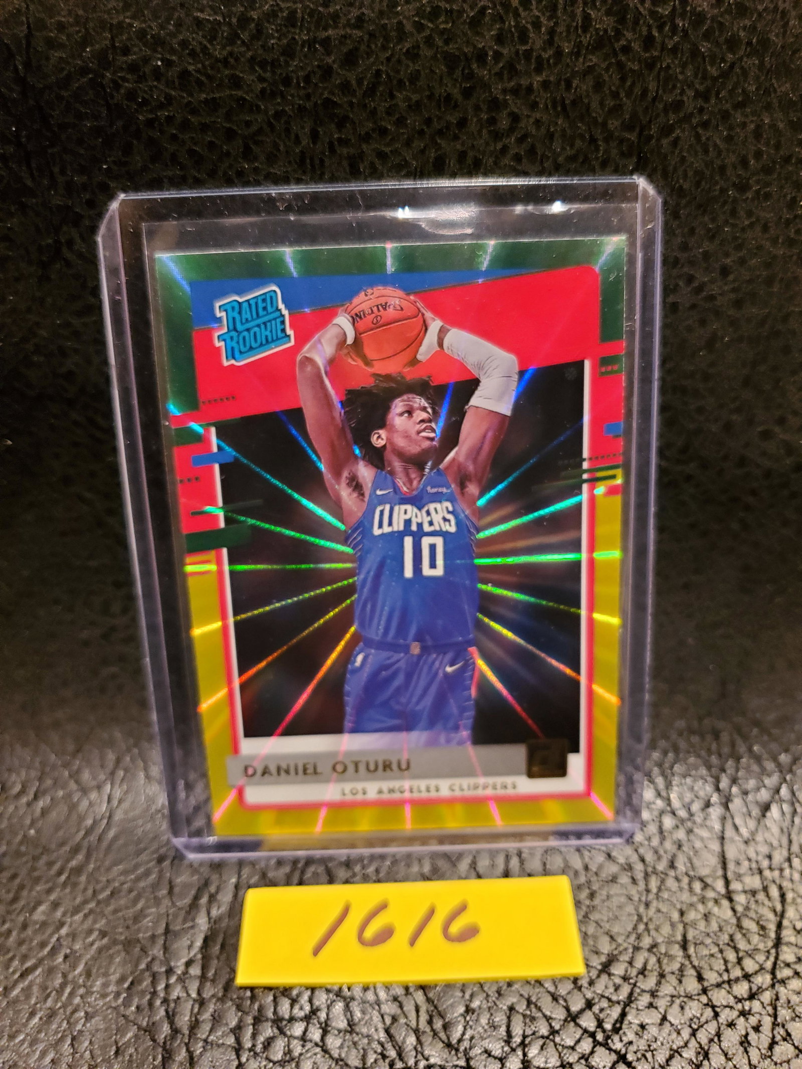 Daniel Oturu 2020-21 Donruss Green Yellow Laser Rookie Los Angeles Clippers #217 (1 of 2)