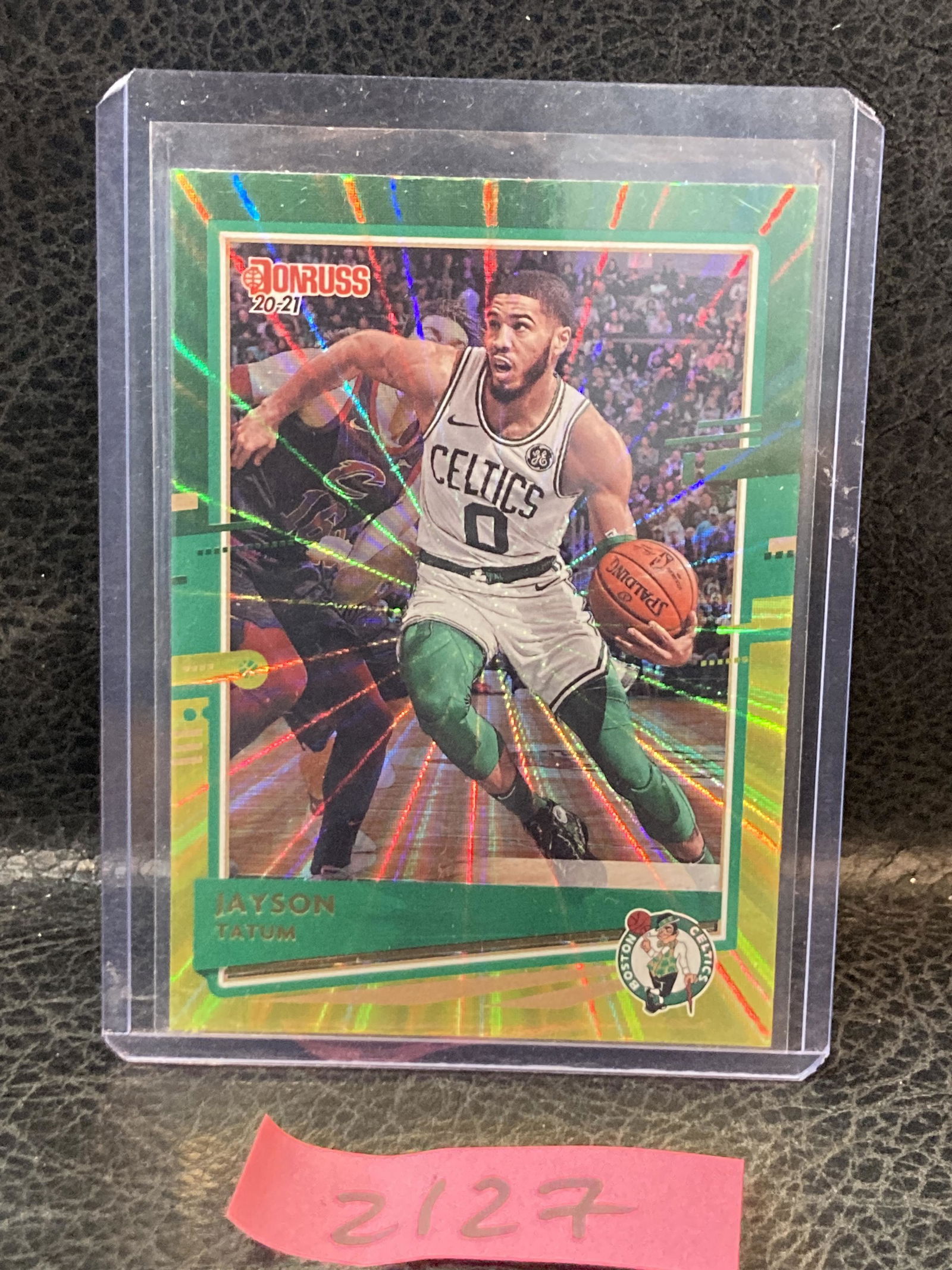 Jayson Tatum 2020-21 Panini Donruss #166 FOIL GREEN & YELLOW Laser Celtics (1 of 2)