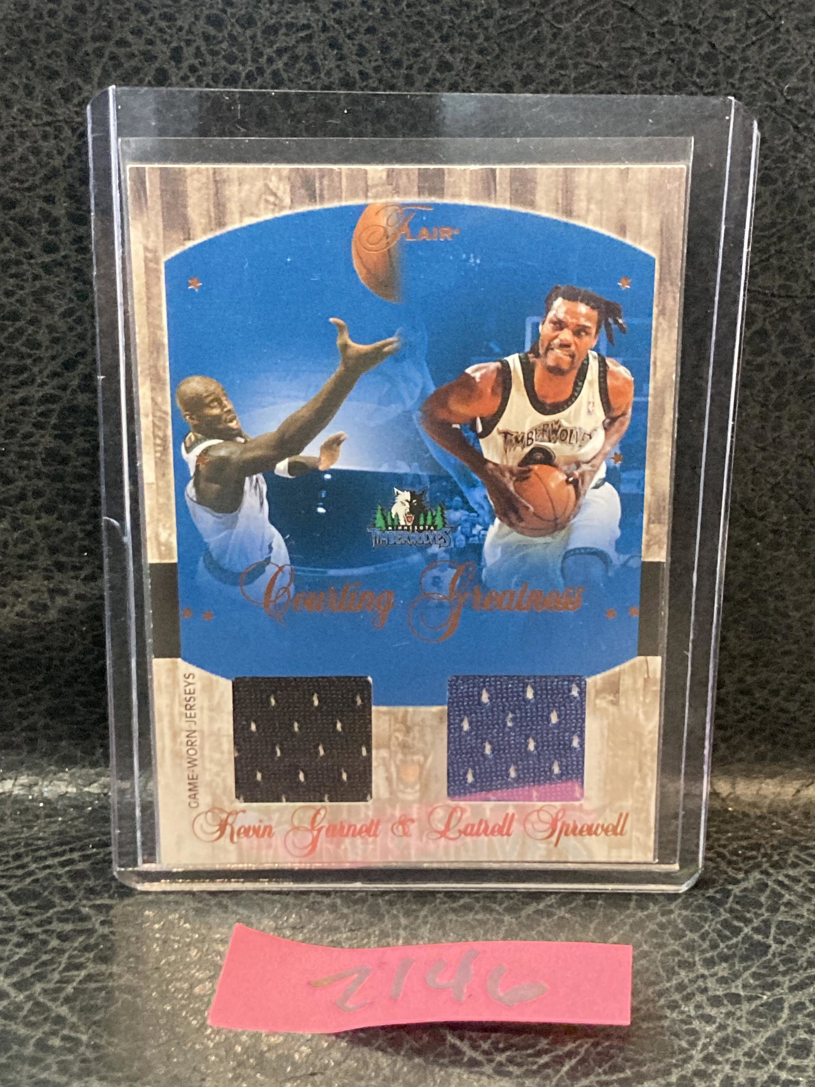 KEVIN Garnett LATRELL Sprewell 2004 Flair courting greatness CGD-KG/LS GAME WORN DUAL JERSEYS #/99: KEVIN Garnett LATRELL Sprewell 2004 Flair courting greatness CGD-KG/LS GAME WORN DUAL JERSEYS #/99