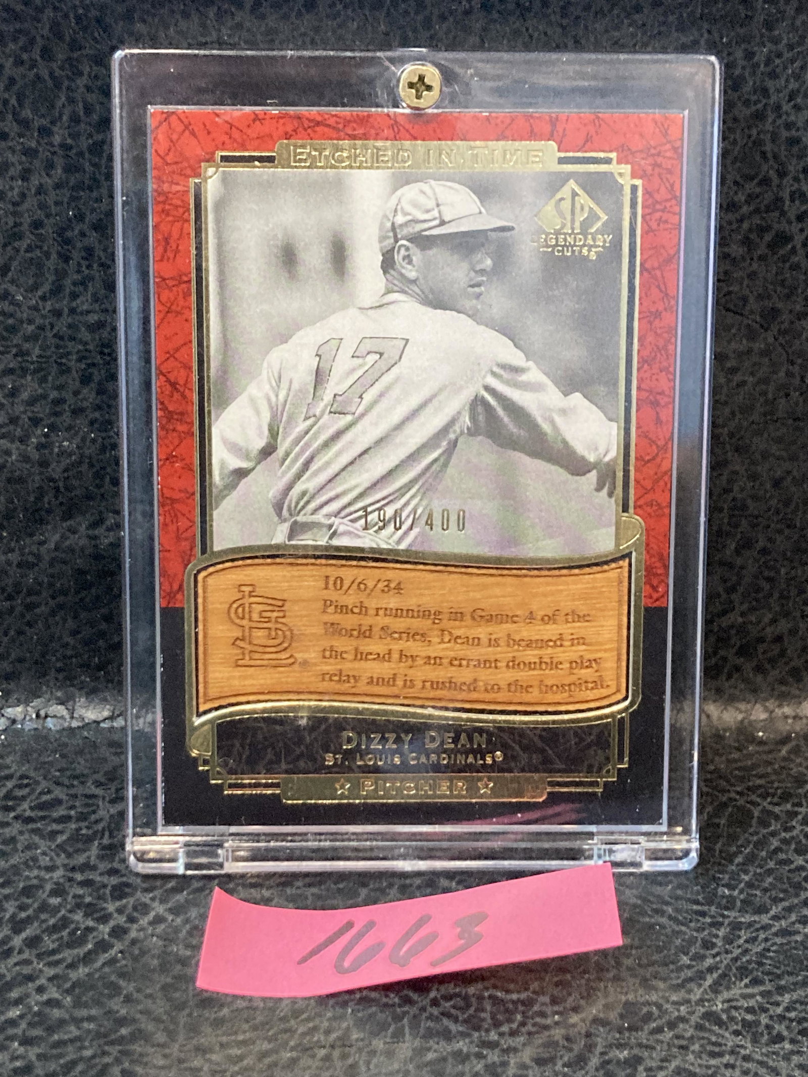 2003 SP LEGENDARY CUTS ETCHED IN TIME GOLD #ET-DD DIZZY DEAN #/400: 2003 SP LEGENDARY CUTS ETCHED IN TIME GOLD #ET-DD DIZZY DEAN #/400
