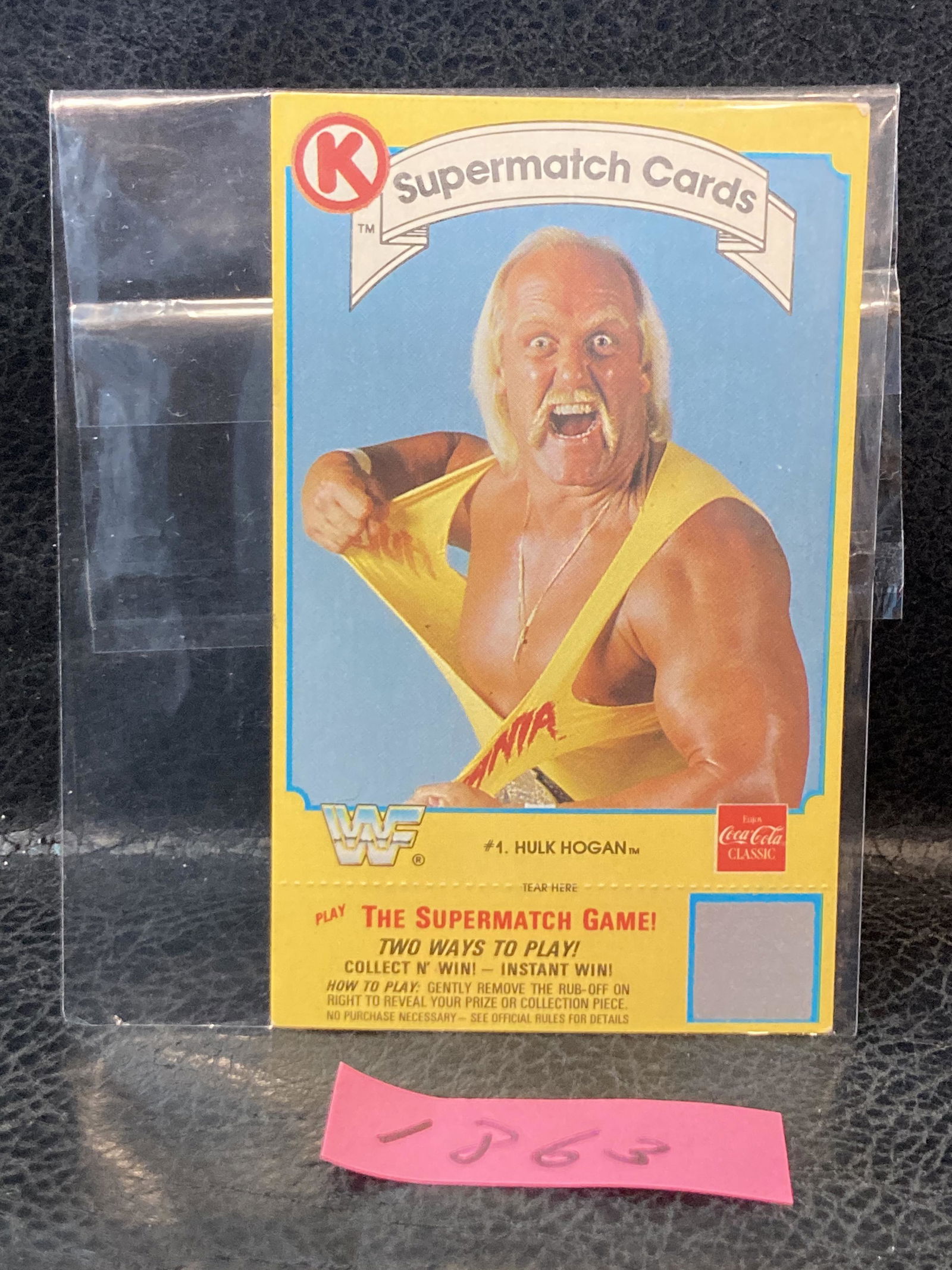 Hulk Hogan 1987 Circle K Coca-Cola WWF Supermatch Card 1 Unscratched with tab (1 of 2)