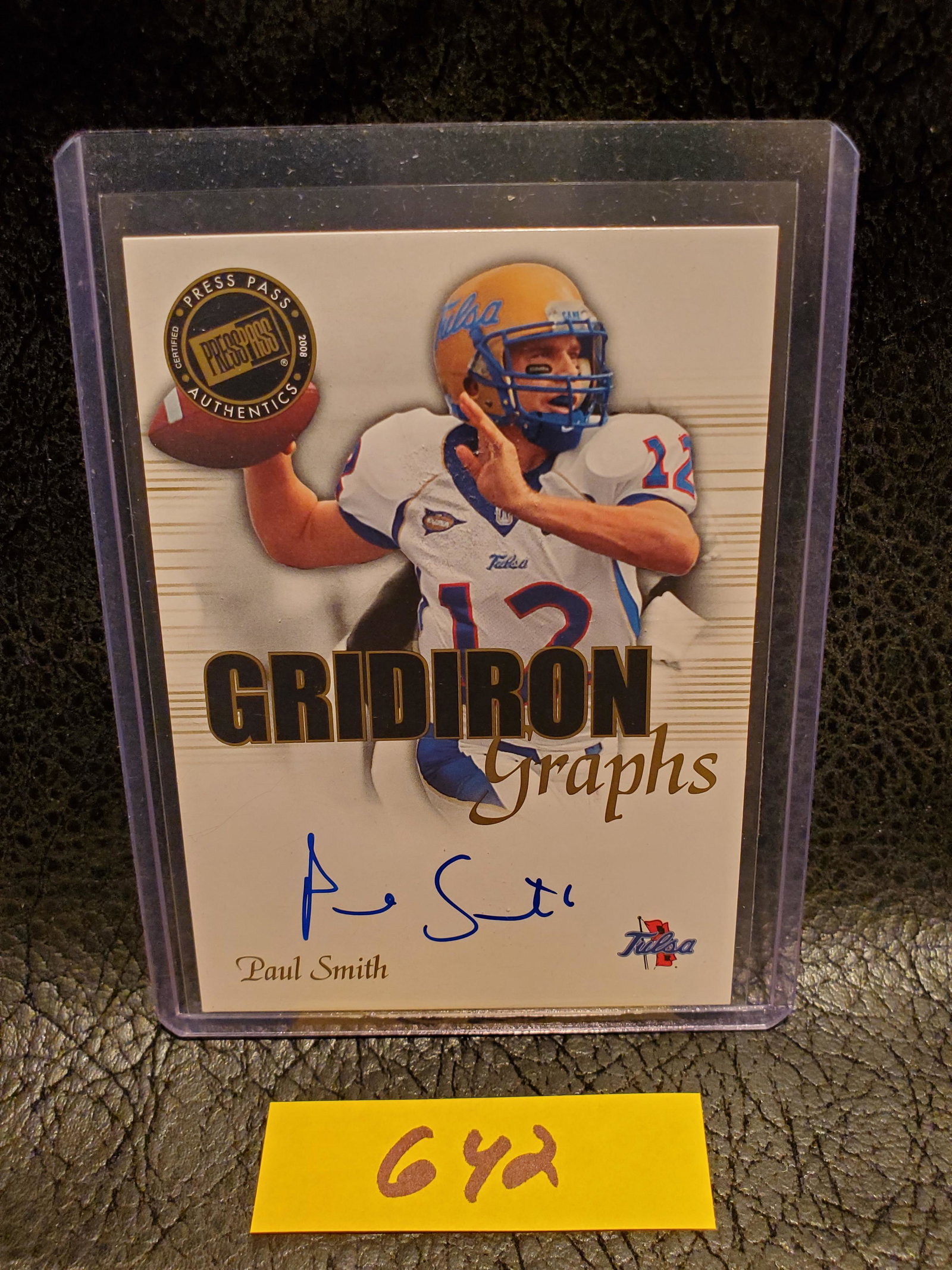Paul Smith 2008 Press Pass Gridiron Graphs Autograph Tulsa #GG-PS: Paul Smith 2008 Press Pass Gridiron Graphs Autograph Tulsa #GG-PS