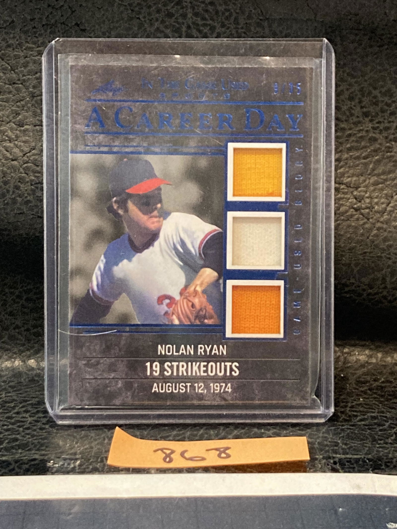 Nolan Ryan 2020 Leaf a Career Day /35 Jersey Patch GAME - USED (1 of 2)