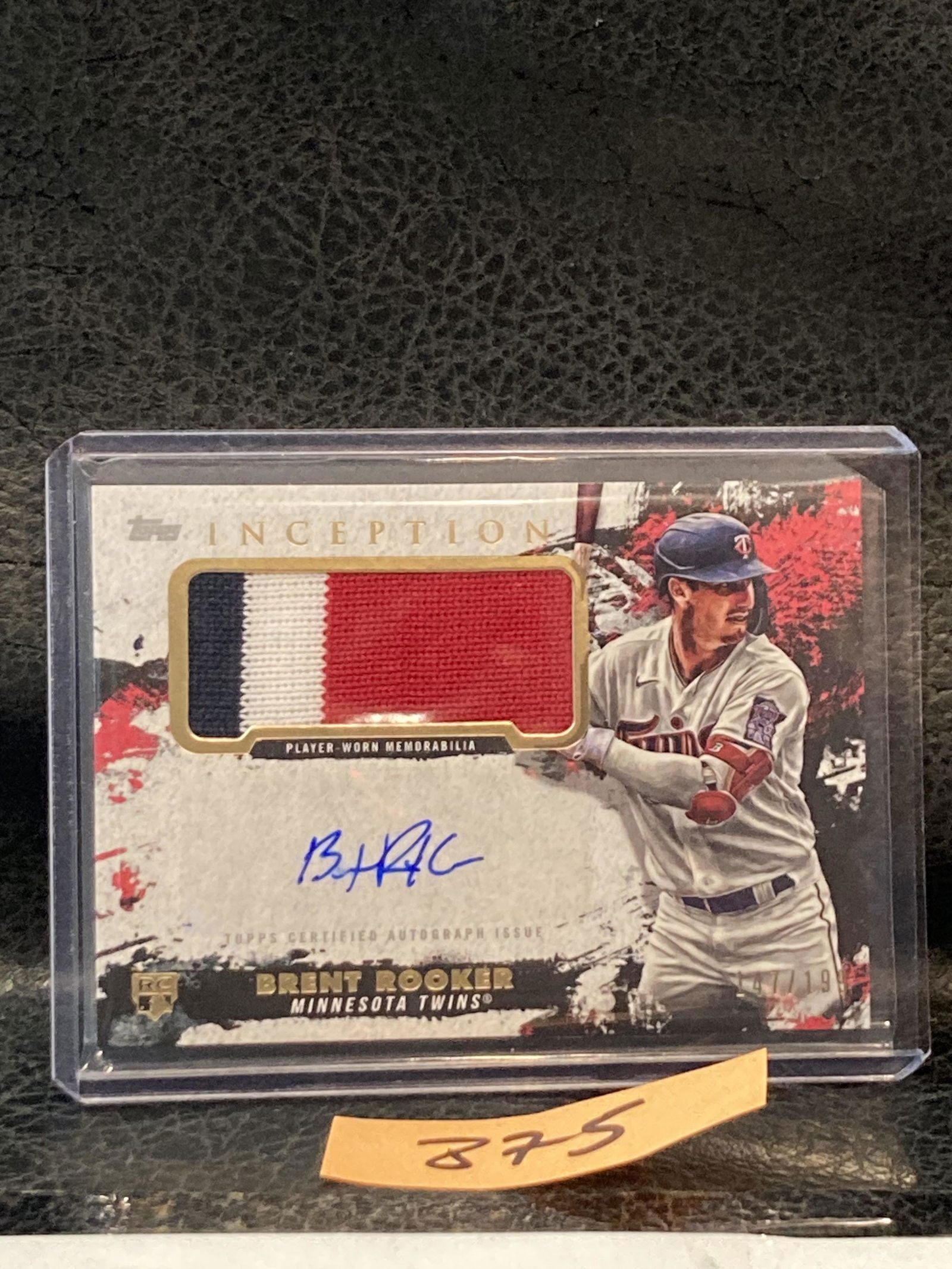 BRENT ROOKER 2021 Topps Inception Patch Auto RC Minnesota Twins #'d /199 (1 of 2)