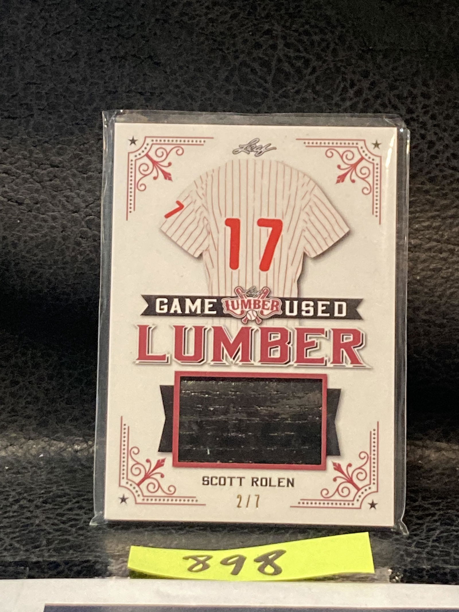 Scott Rolen 2021 Leaf Lumber Game Used Black Bat Barrel Piece Relic #2/7 Philadelphia Phillies (1 of 2)