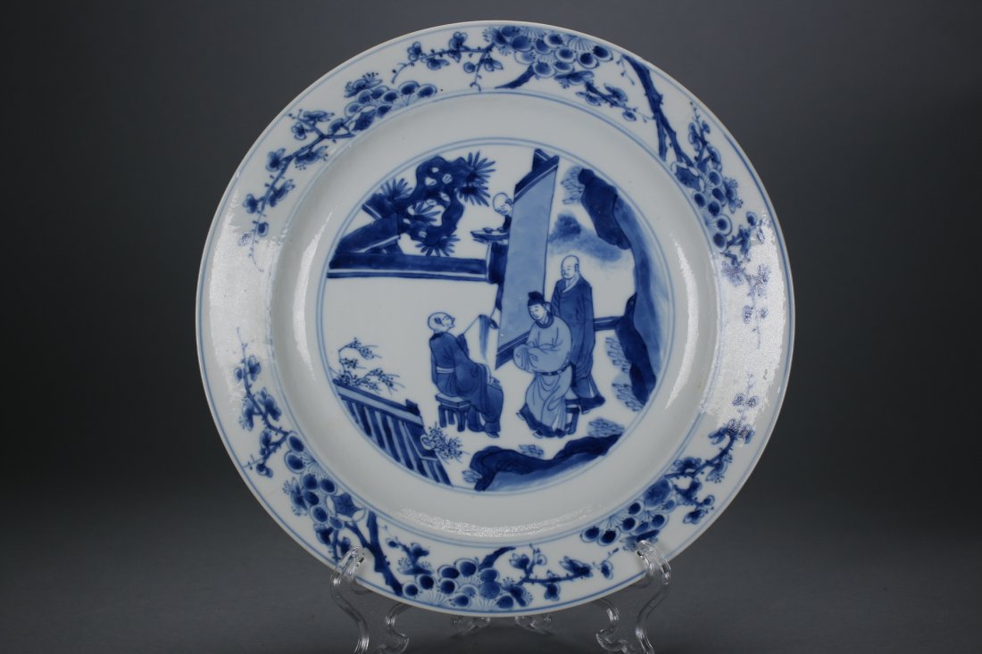 A Chinese blue and white plate,Kangxi period (1 of 4)