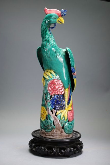 A Famille Verte Porcelain Peacock Sculpture (1 of 10)