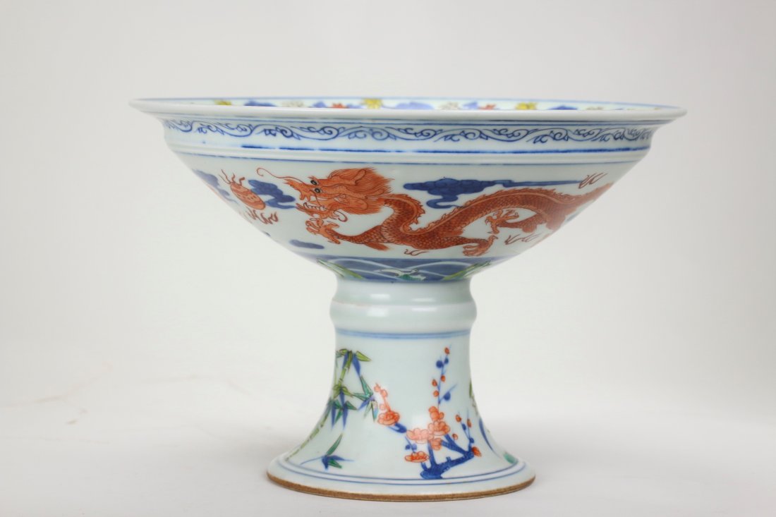A Large Chinese Famille Rose Stem Cup (1 of 6)