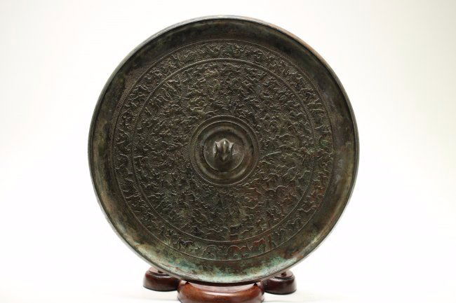 B.C 475- B.C. 221.  A "Hunting Scene" Bronze Mirror (1 of 5)