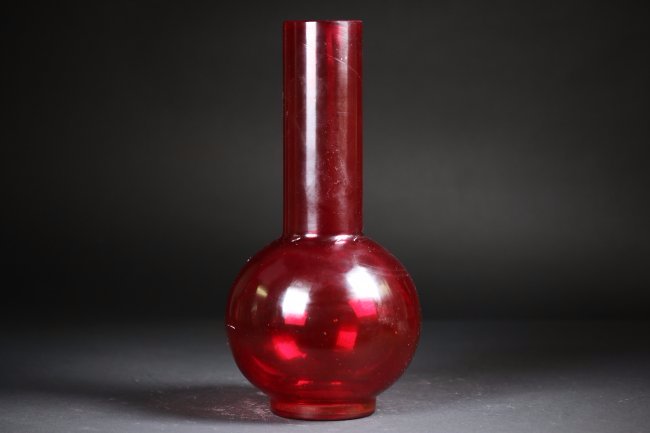 A Ruby-Red Transparent Peking Glass Bottle Vase (1 of 4)