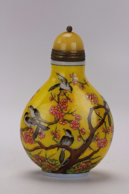 A Chinese enamel Peking glass snuff bottle (1 of 5)